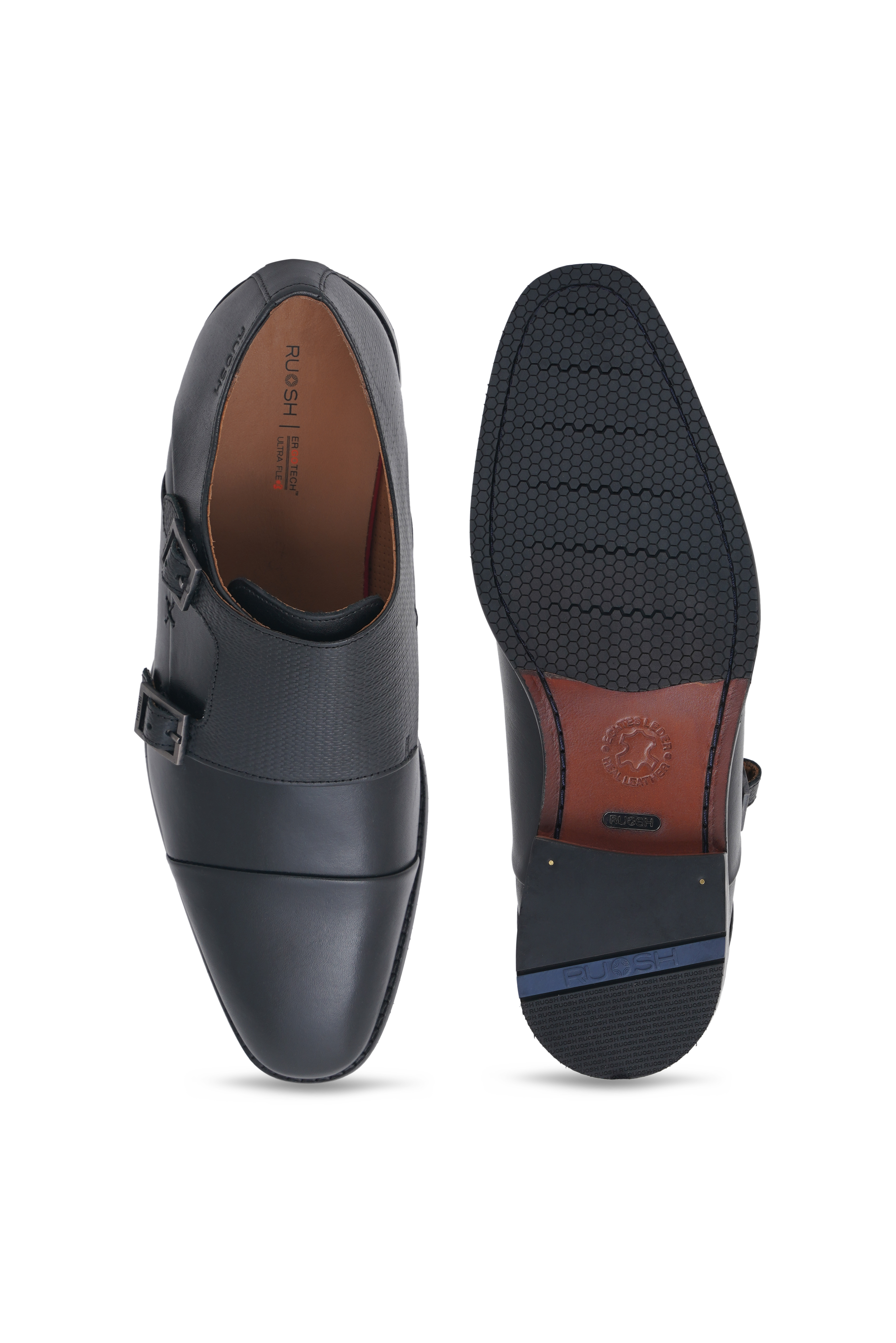 The Colombo Ruosh Men Black Formal Double Monk