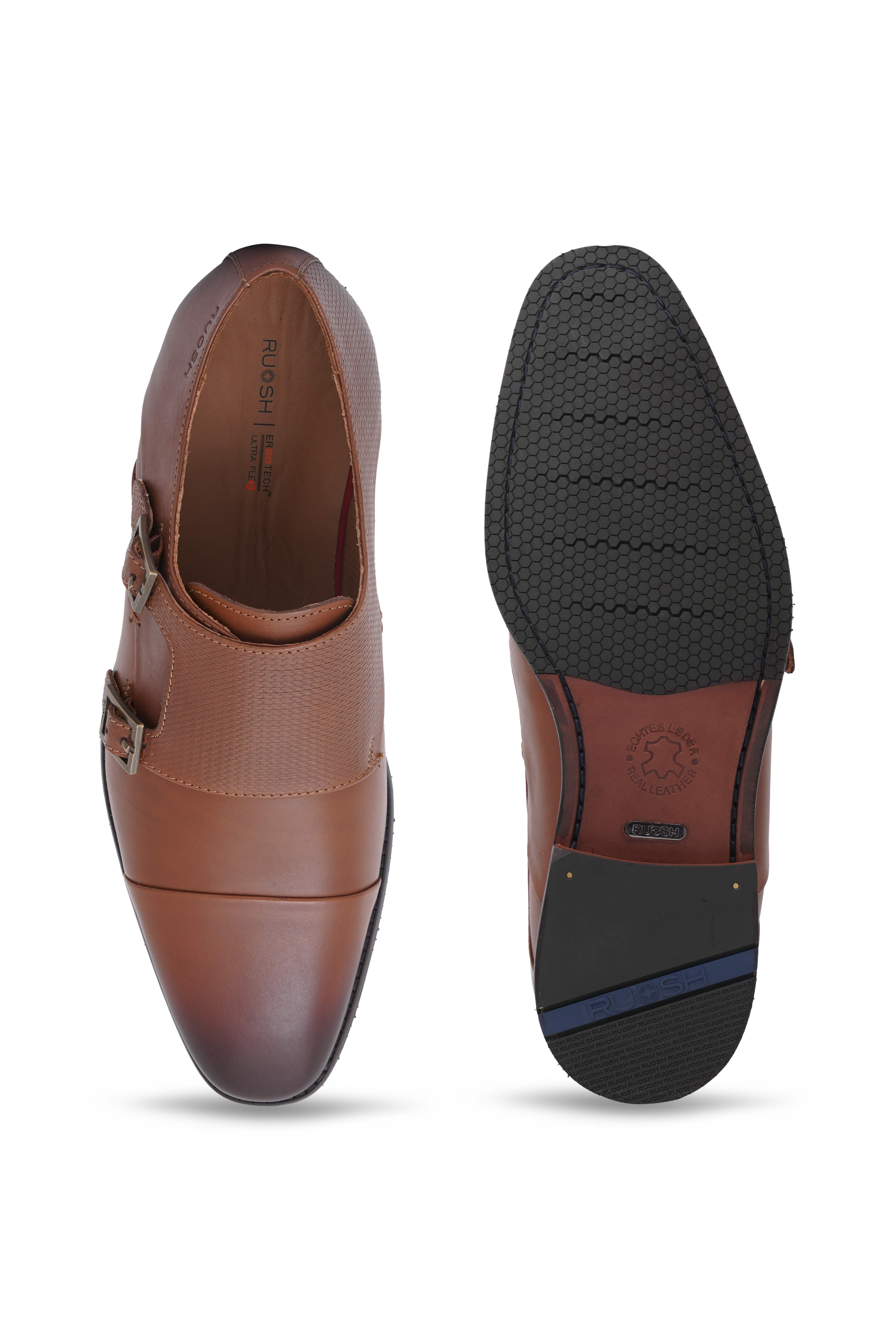 The Colombo Ruosh Men Tan Formal Double Monk
