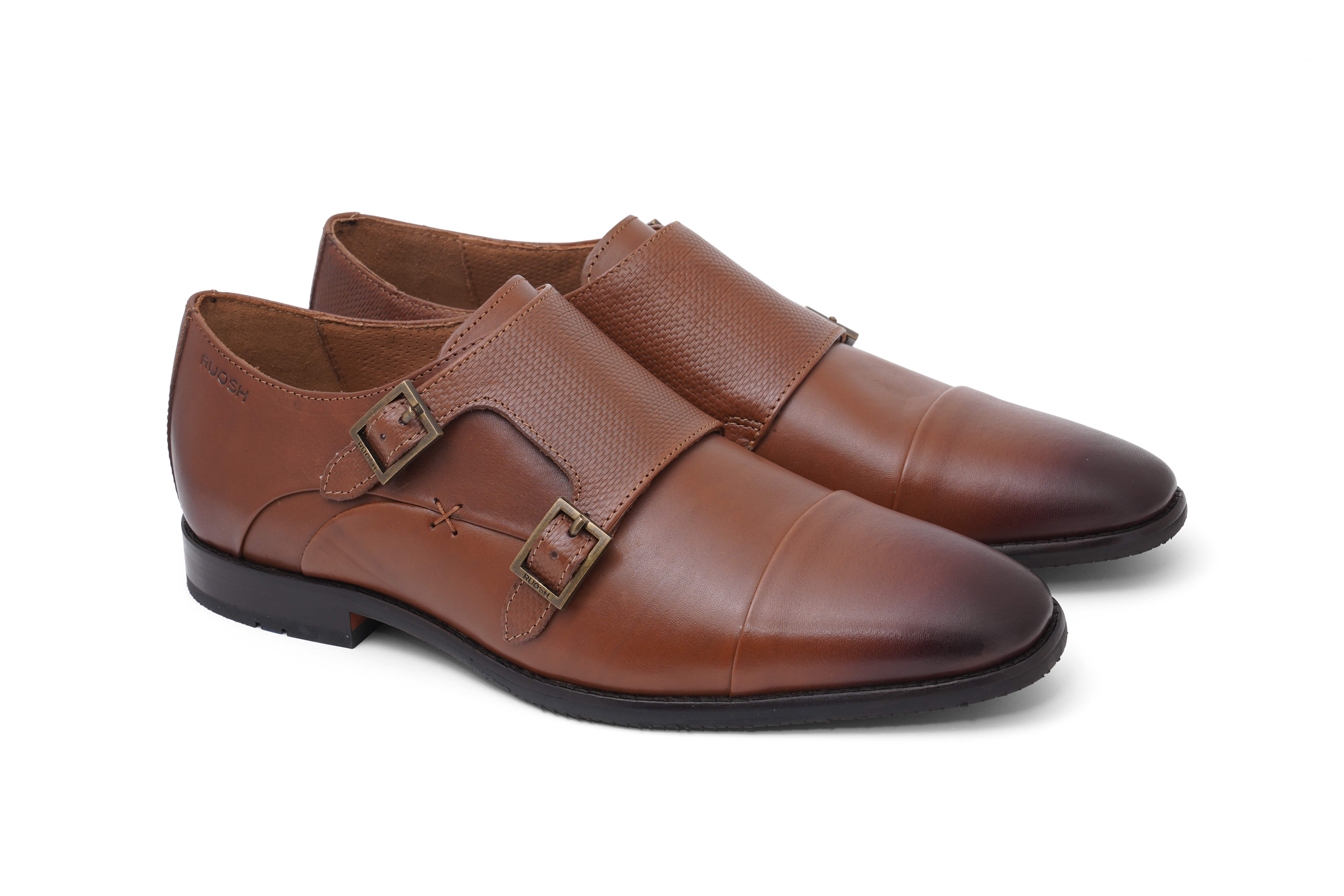 The Colombo Ruosh Men Tan Formal Double Monk