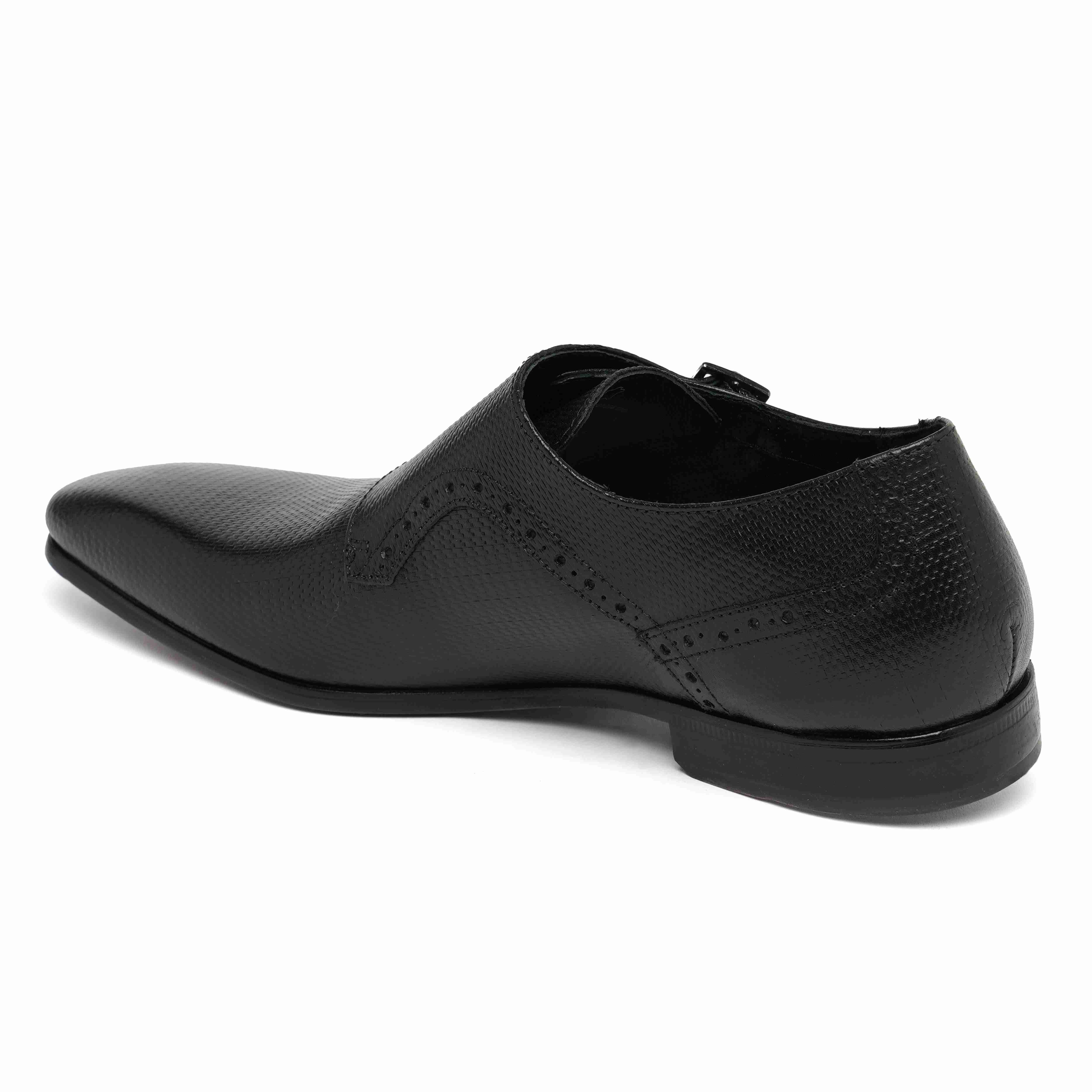 The King Ruosh Men Black Formal Double Monk