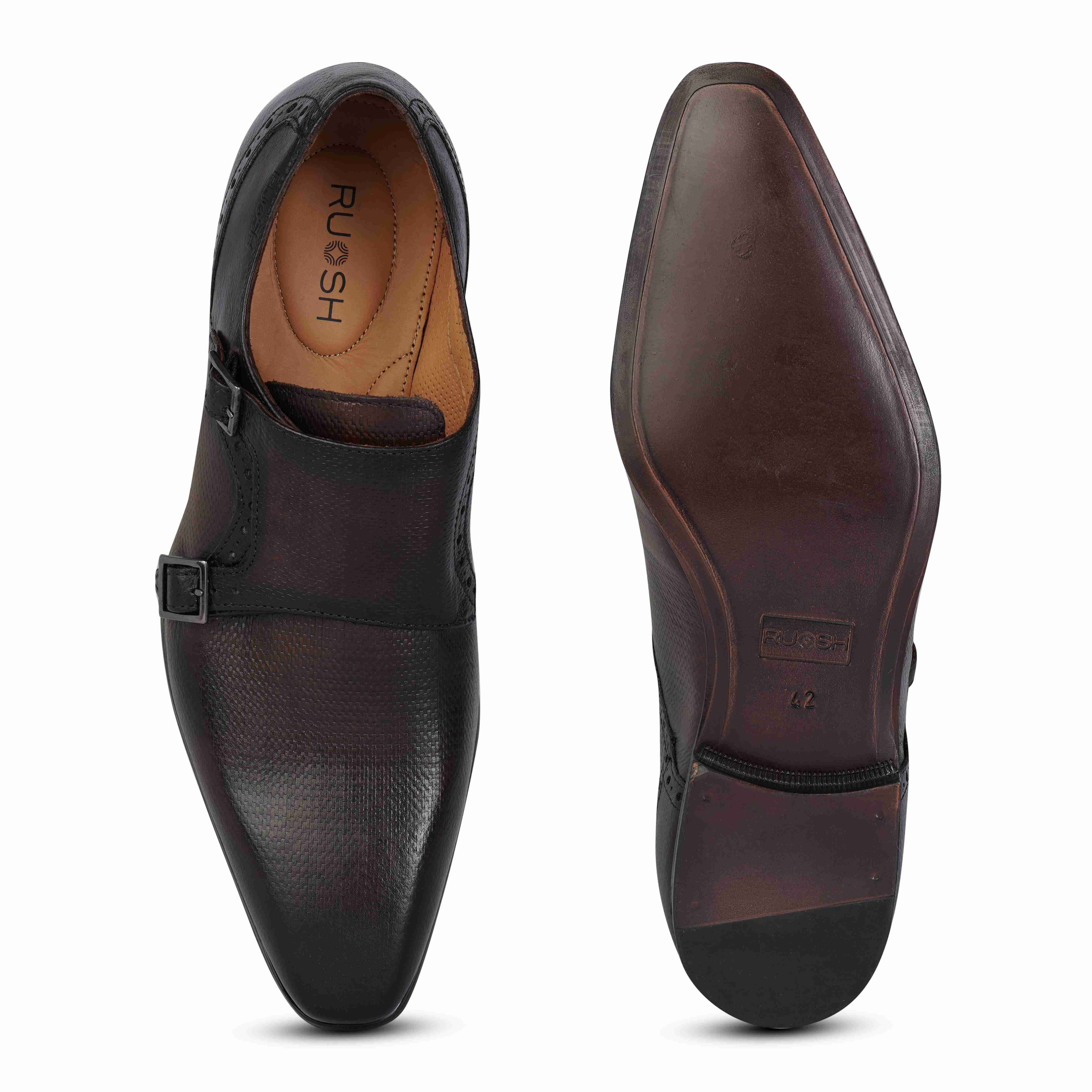 The King Ruosh Men Brown Formal Double Monk