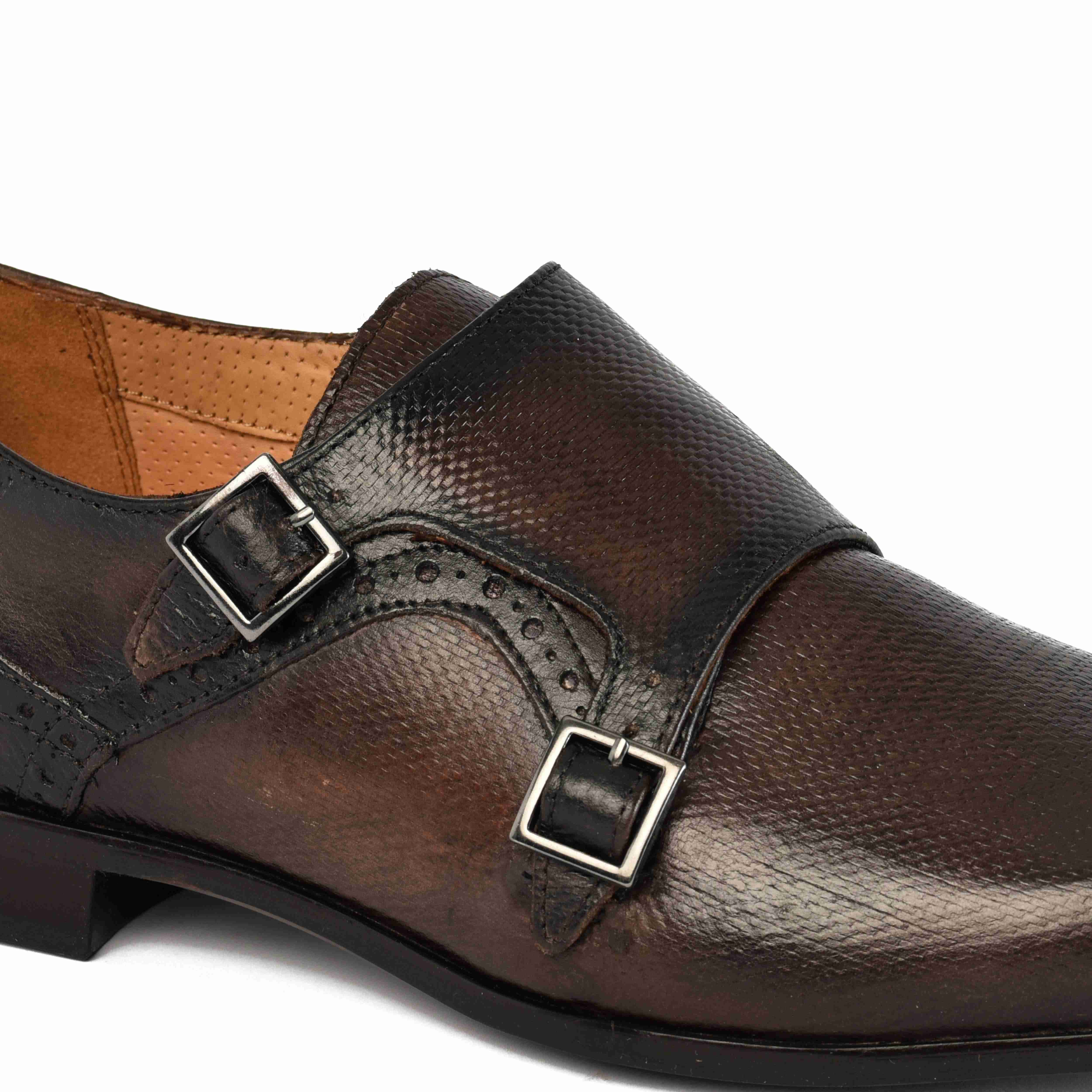 The King Ruosh Men Brown Formal Double Monk