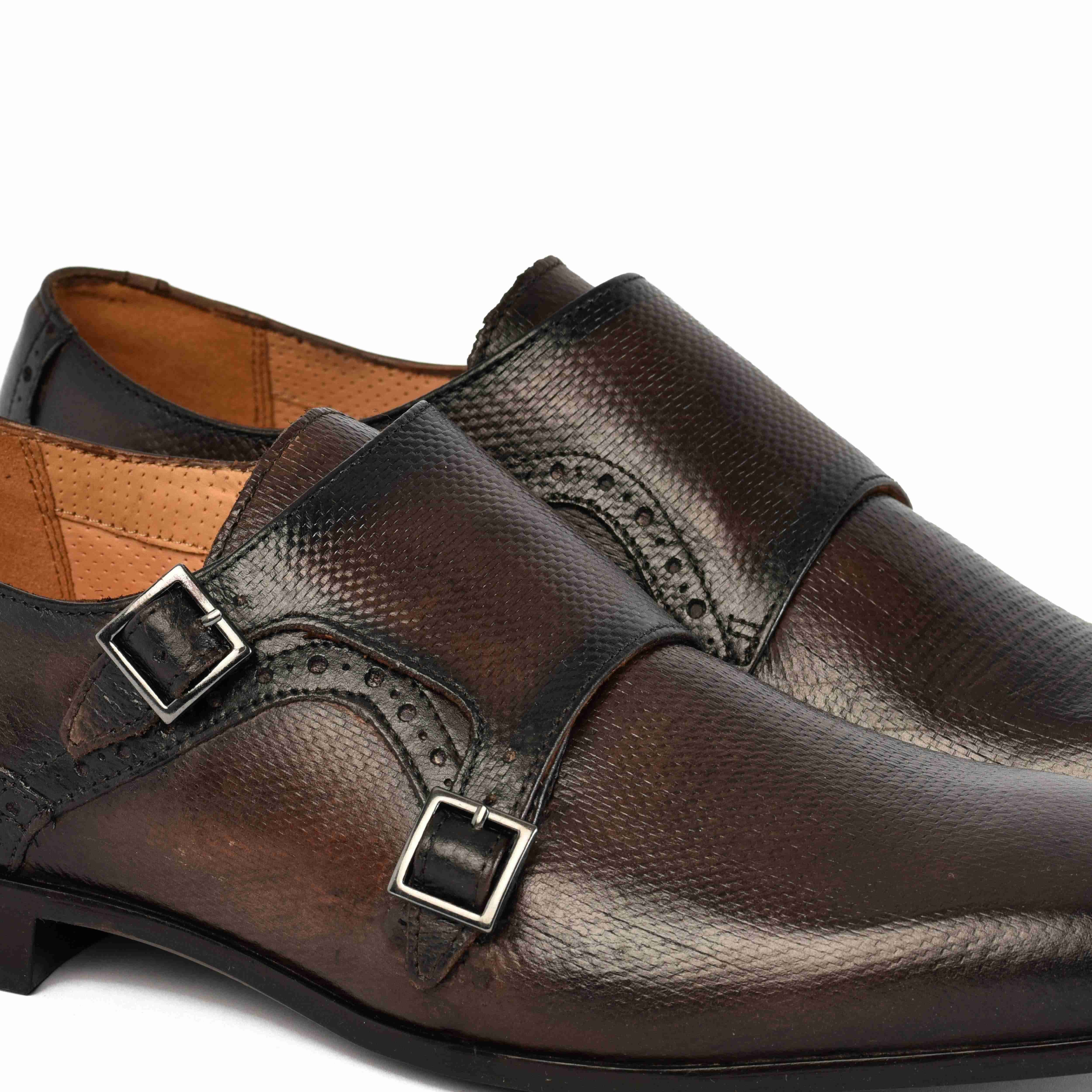 The King Ruosh Men Brown Formal Double Monk