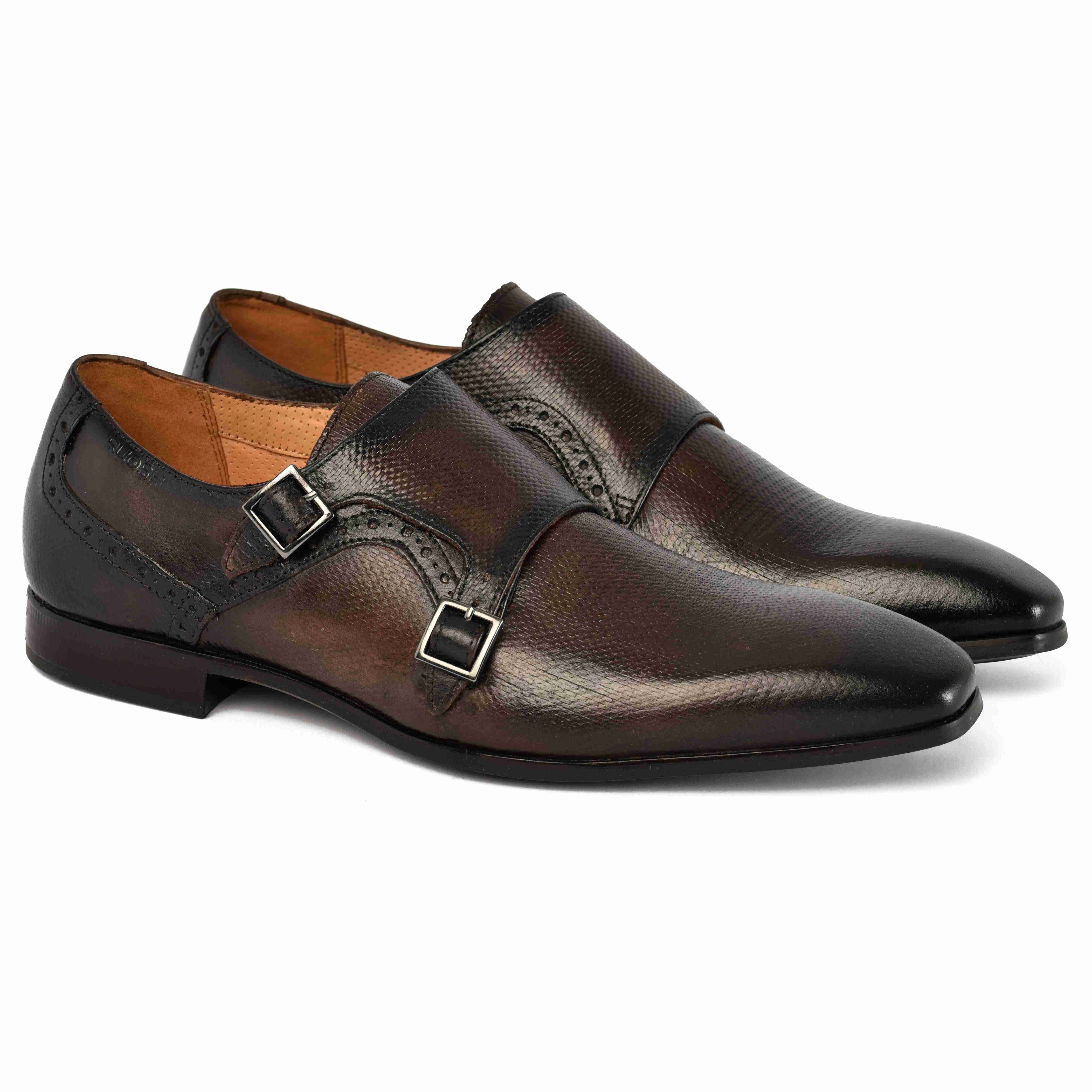 The King Ruosh Men Brown Formal Double Monk