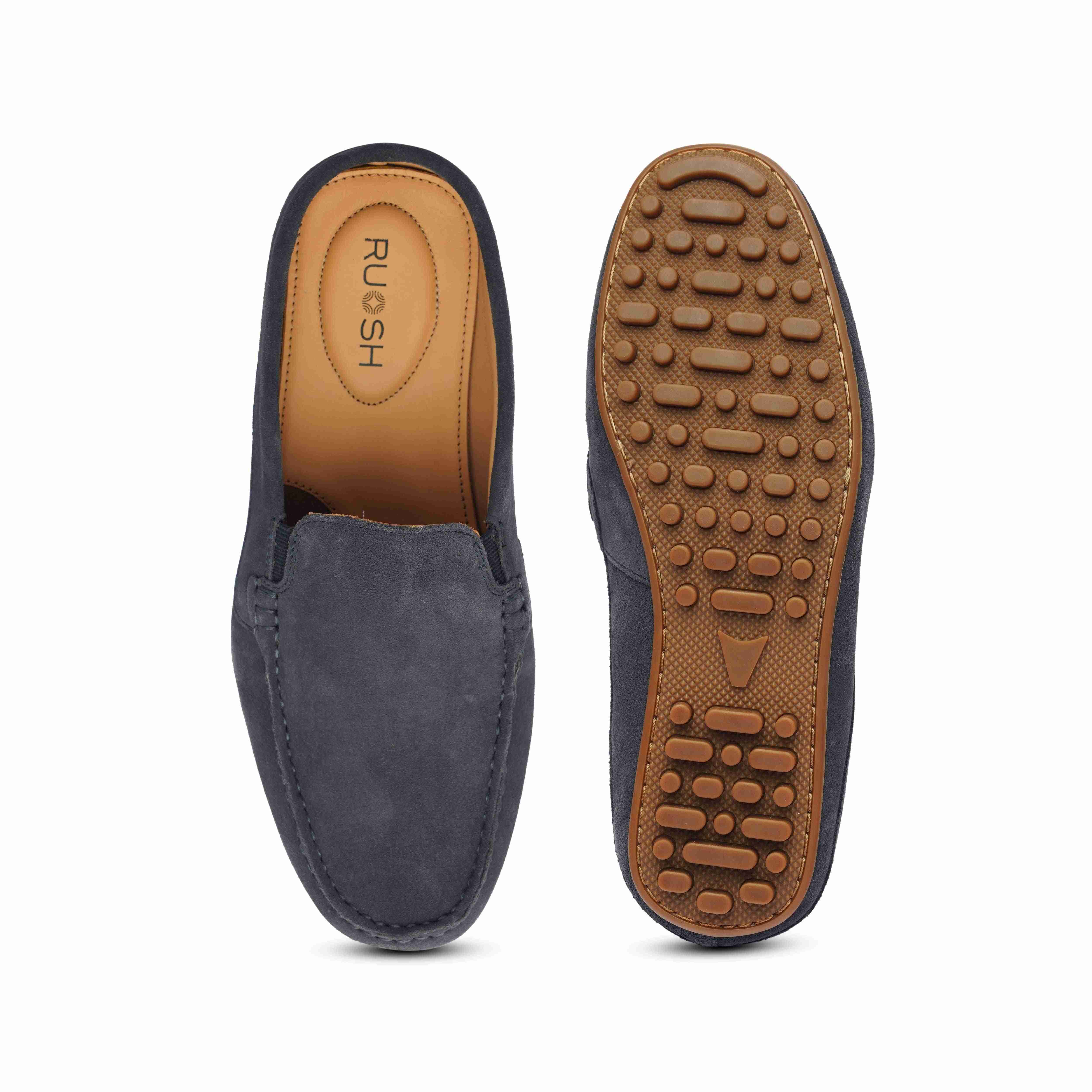 The Seti Ruosh Men Navy Suede Casual Mule