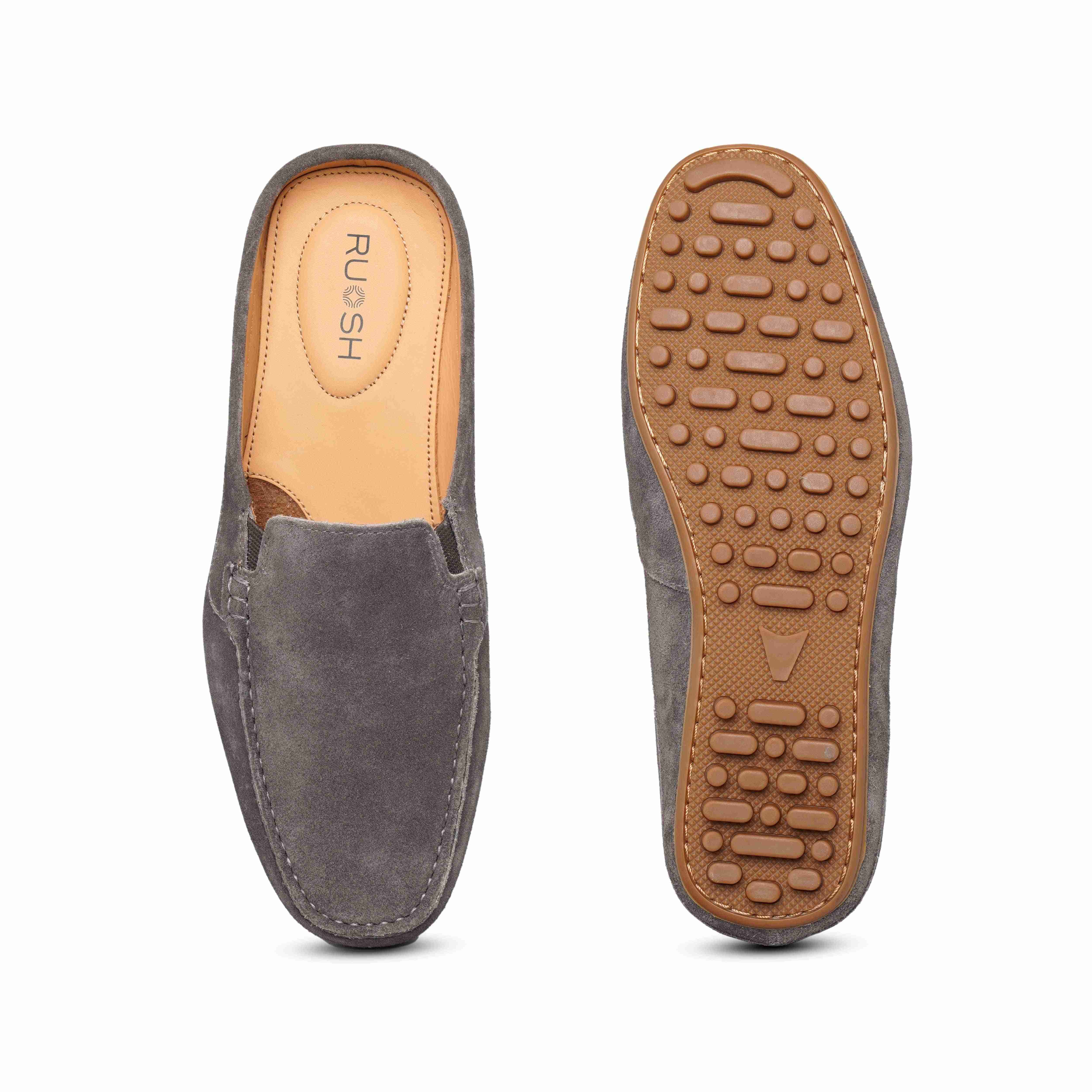 The Seti Ruosh Men Grey Suede Casual Mule
