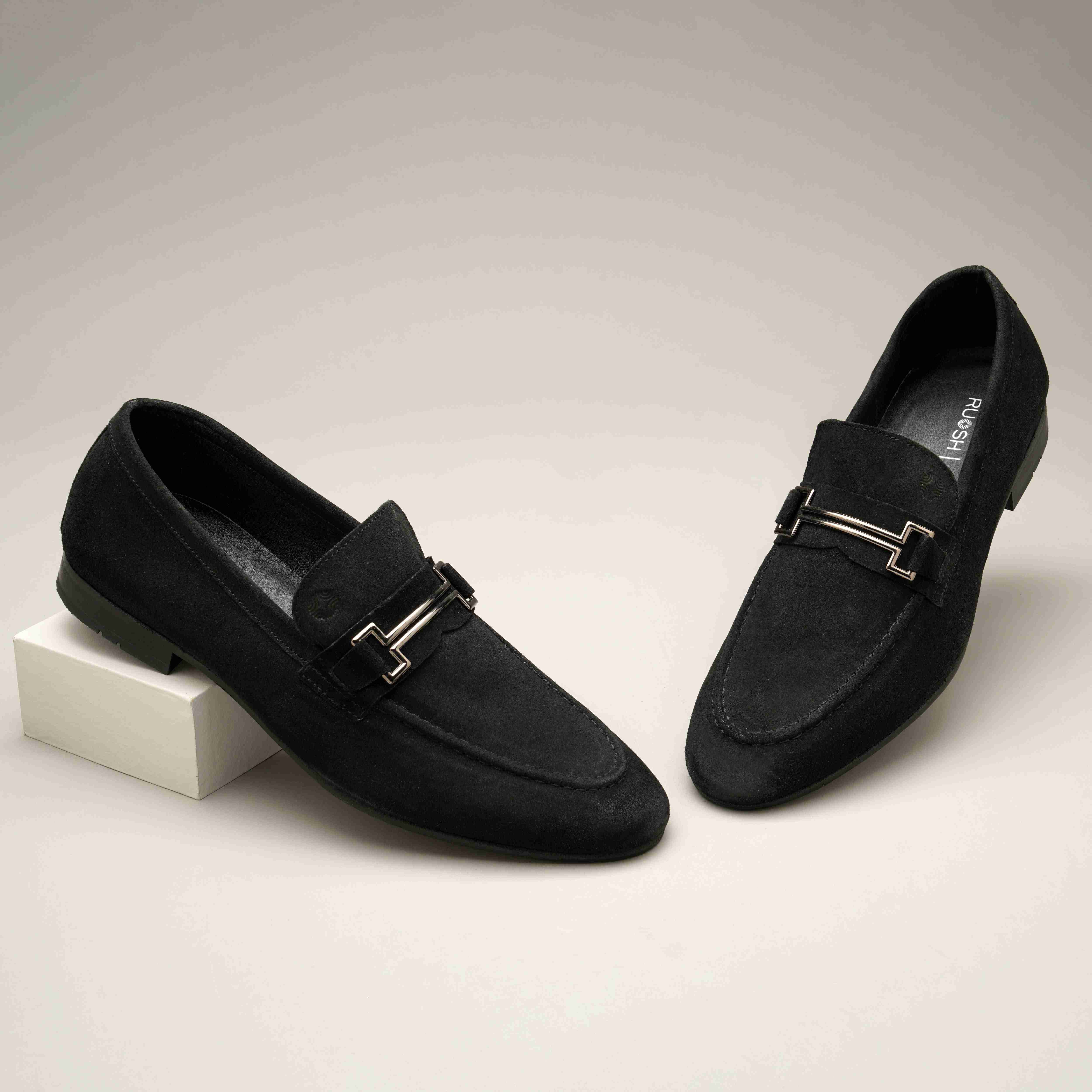 The Paul Ruosh Men Black Nubuck Bit Loafer