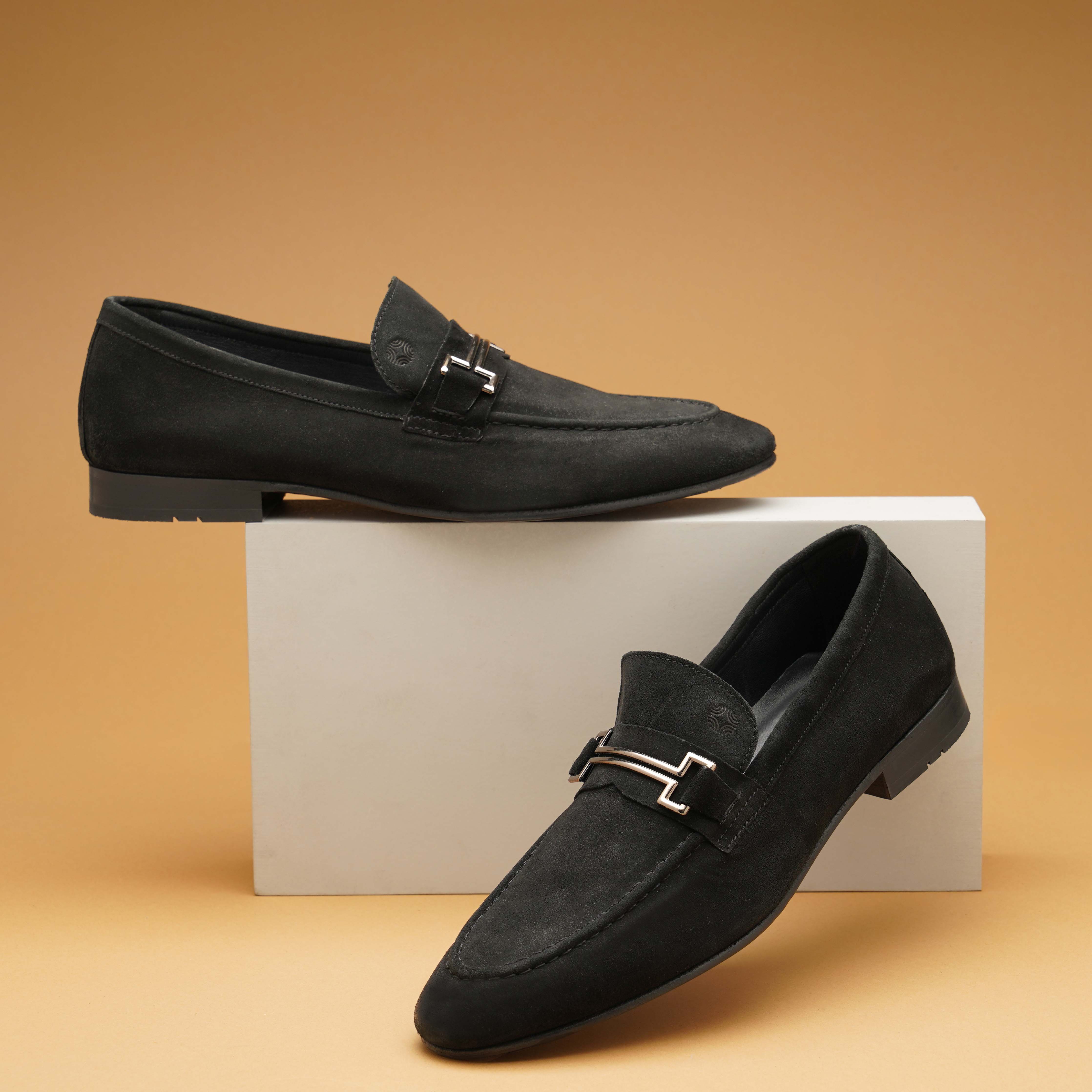 The Paul Ruosh Men Black Nubuck Bit Loafer