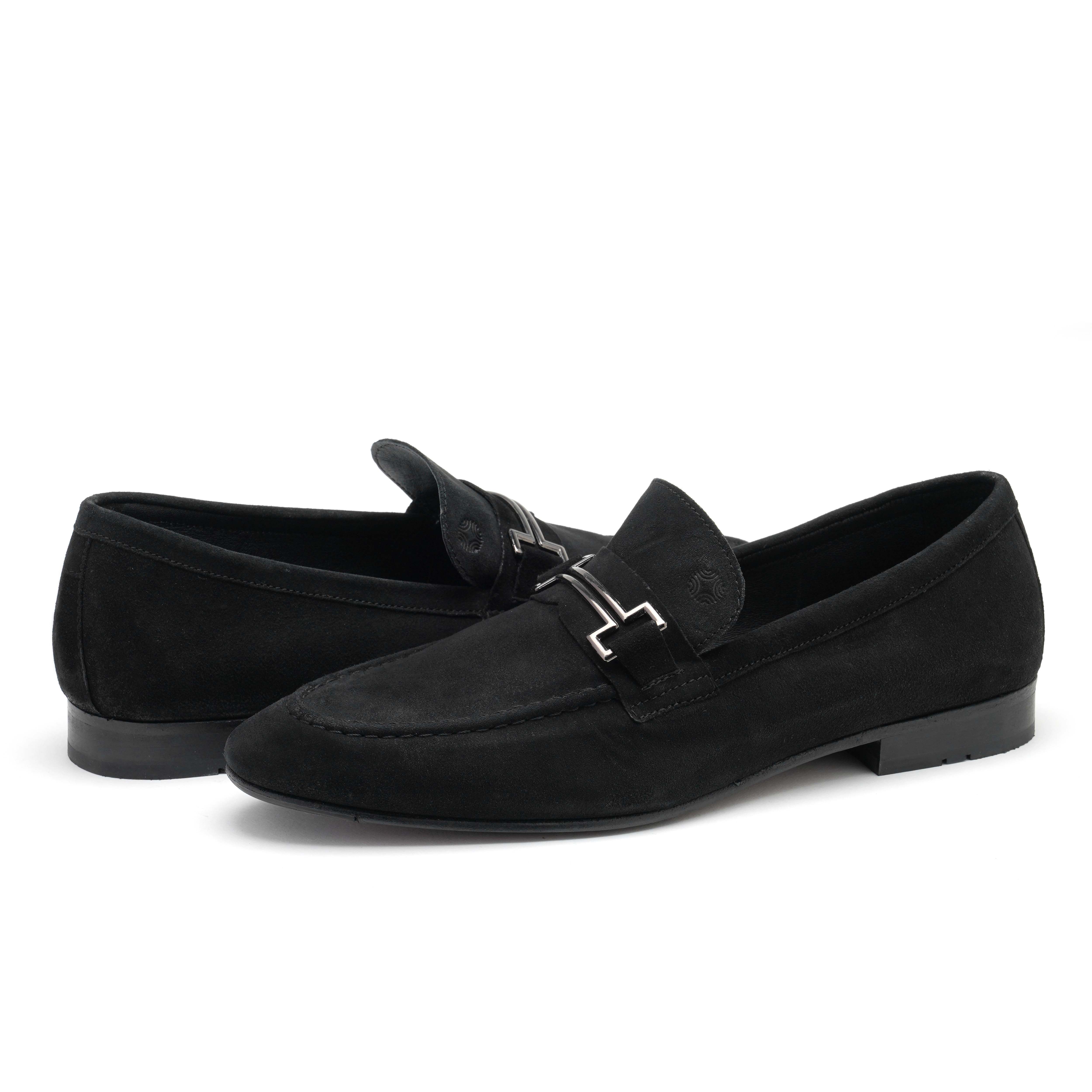 The Paul Ruosh Men Black Nubuck Bit Loafer