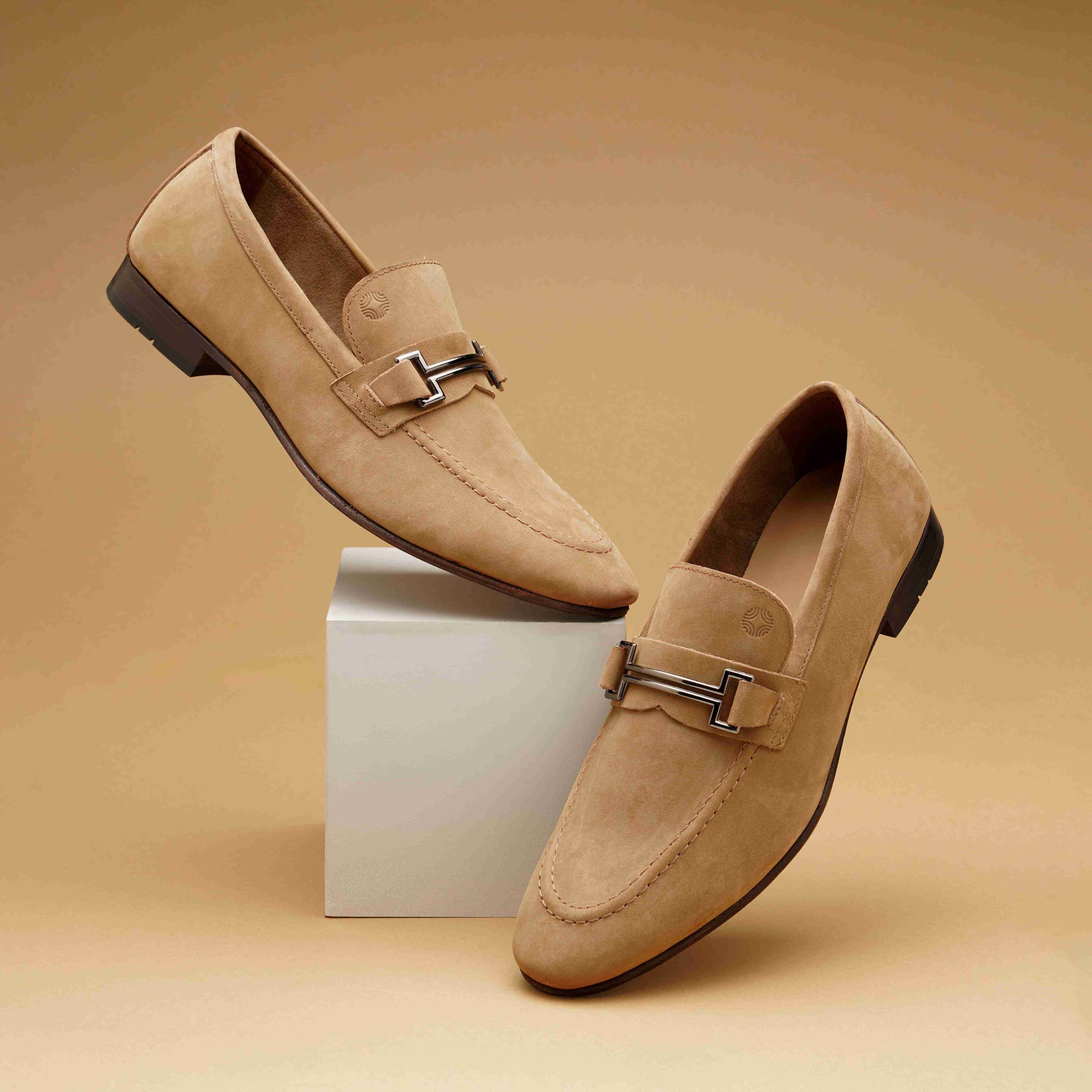 The Paul Ruosh Men Tan Nubuck Bit Loafer