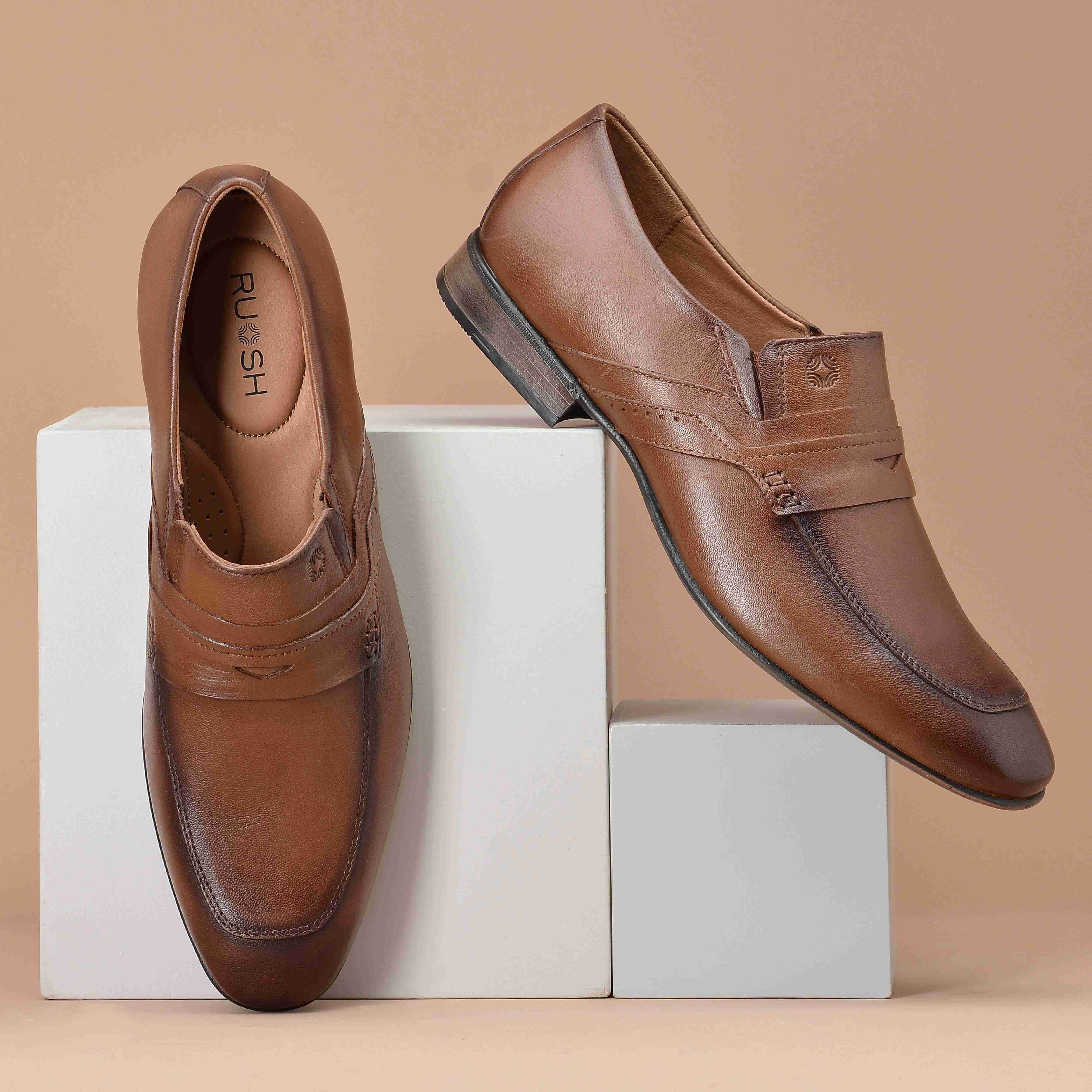 The Mattia Ruosh Men Tan Formal Slip-On