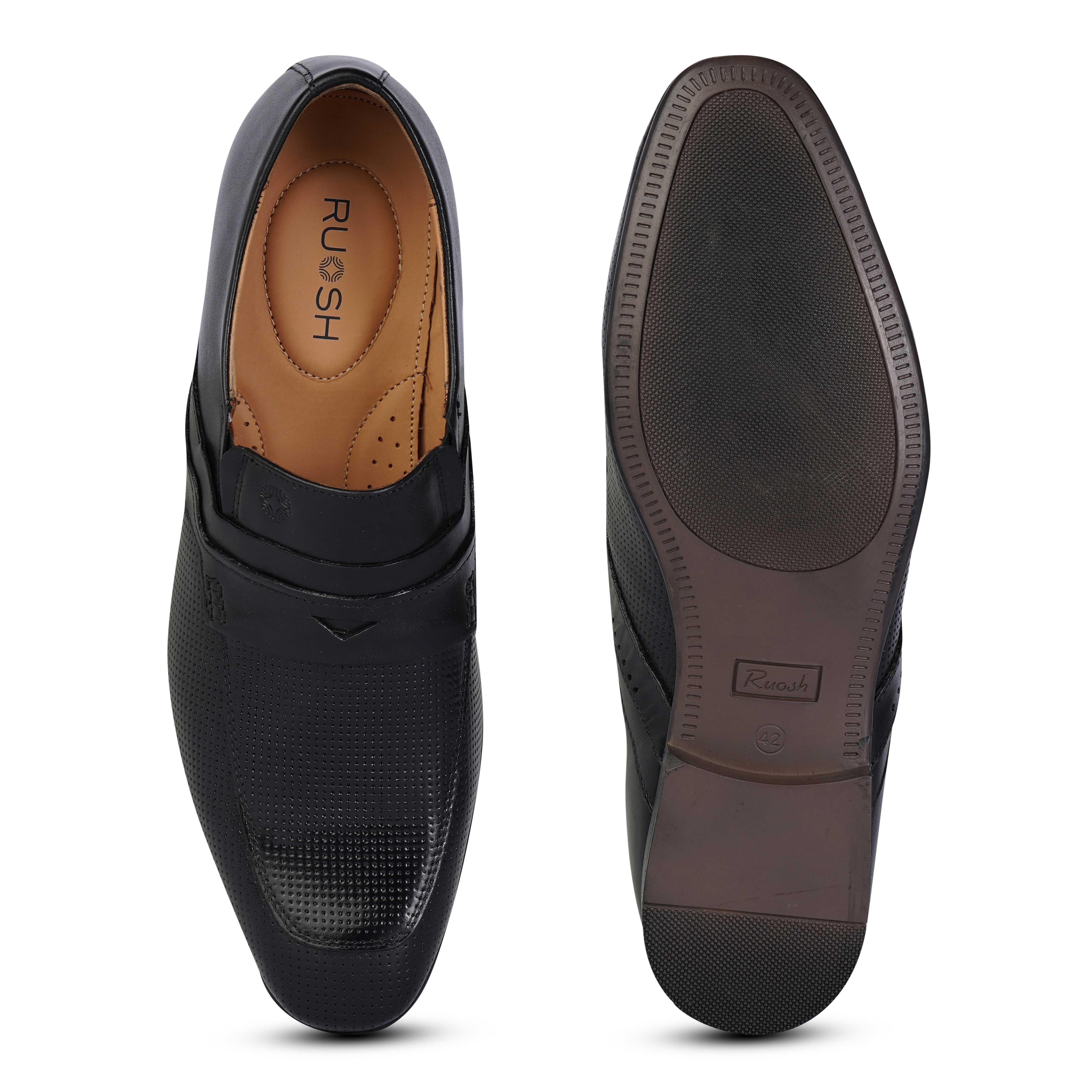 The Mattia Ruosh Men Black Formal Slip-On