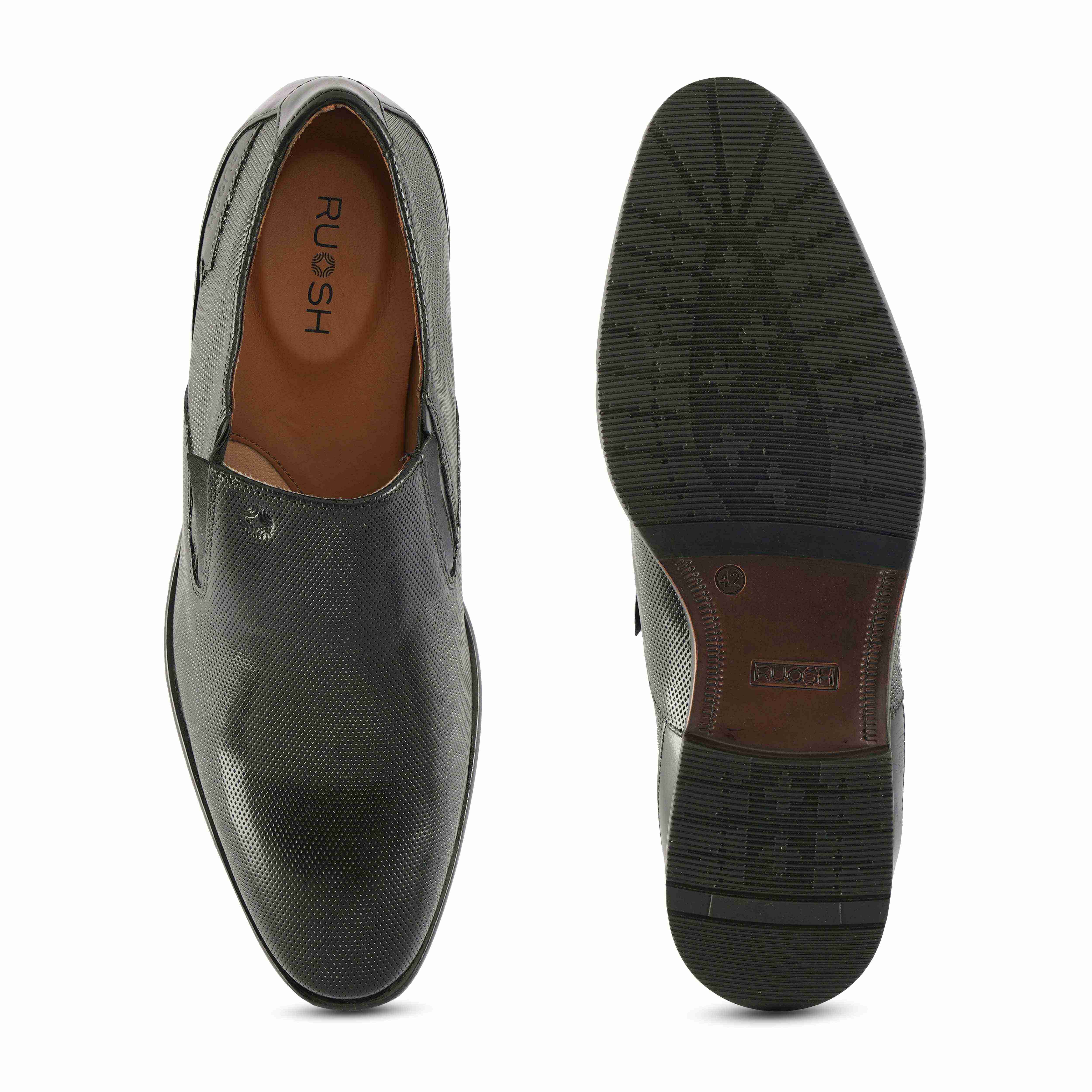 The Newyork Ruosh Men Black Formal Slip-On