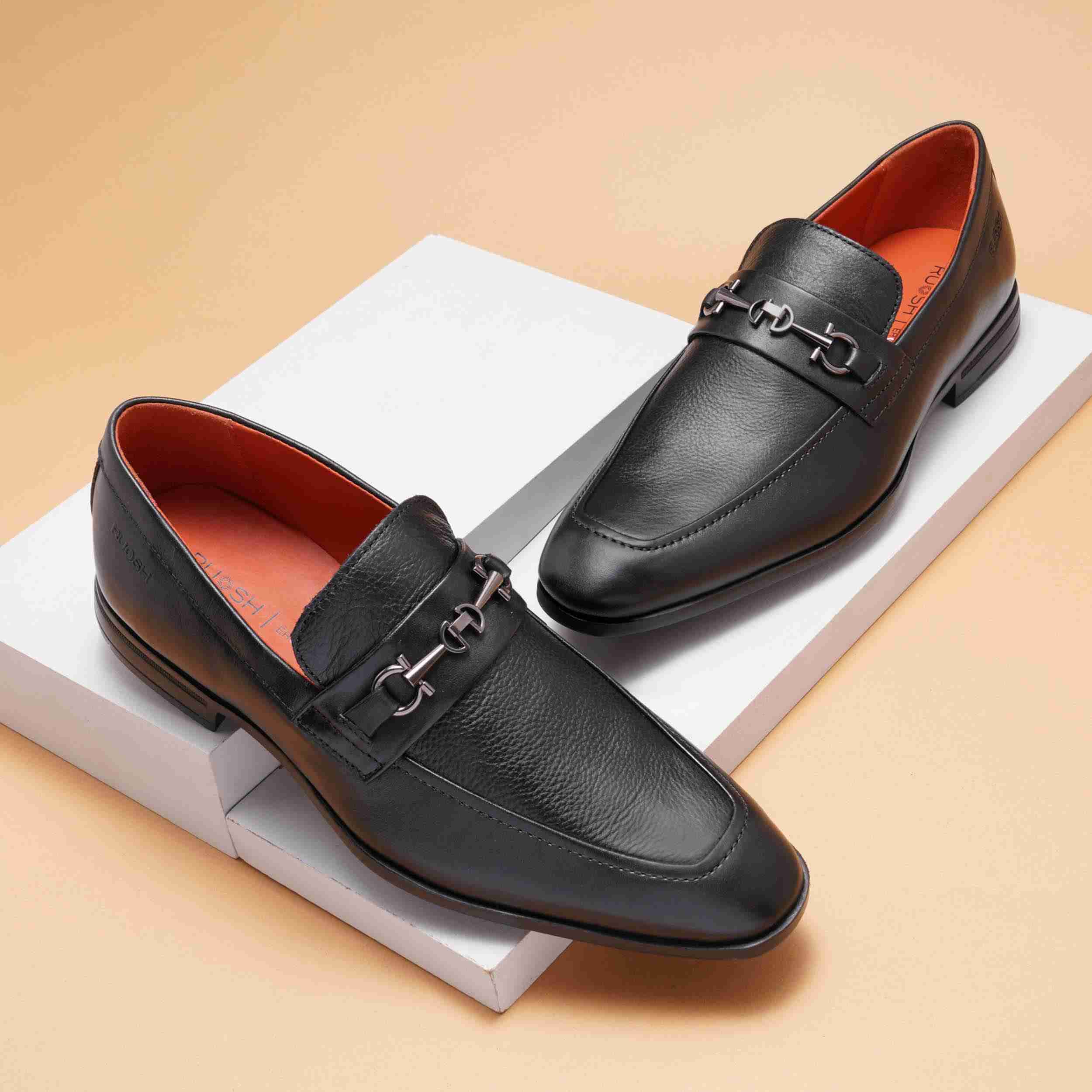 The Renzo Ruosh Men Black Formal Slip-On