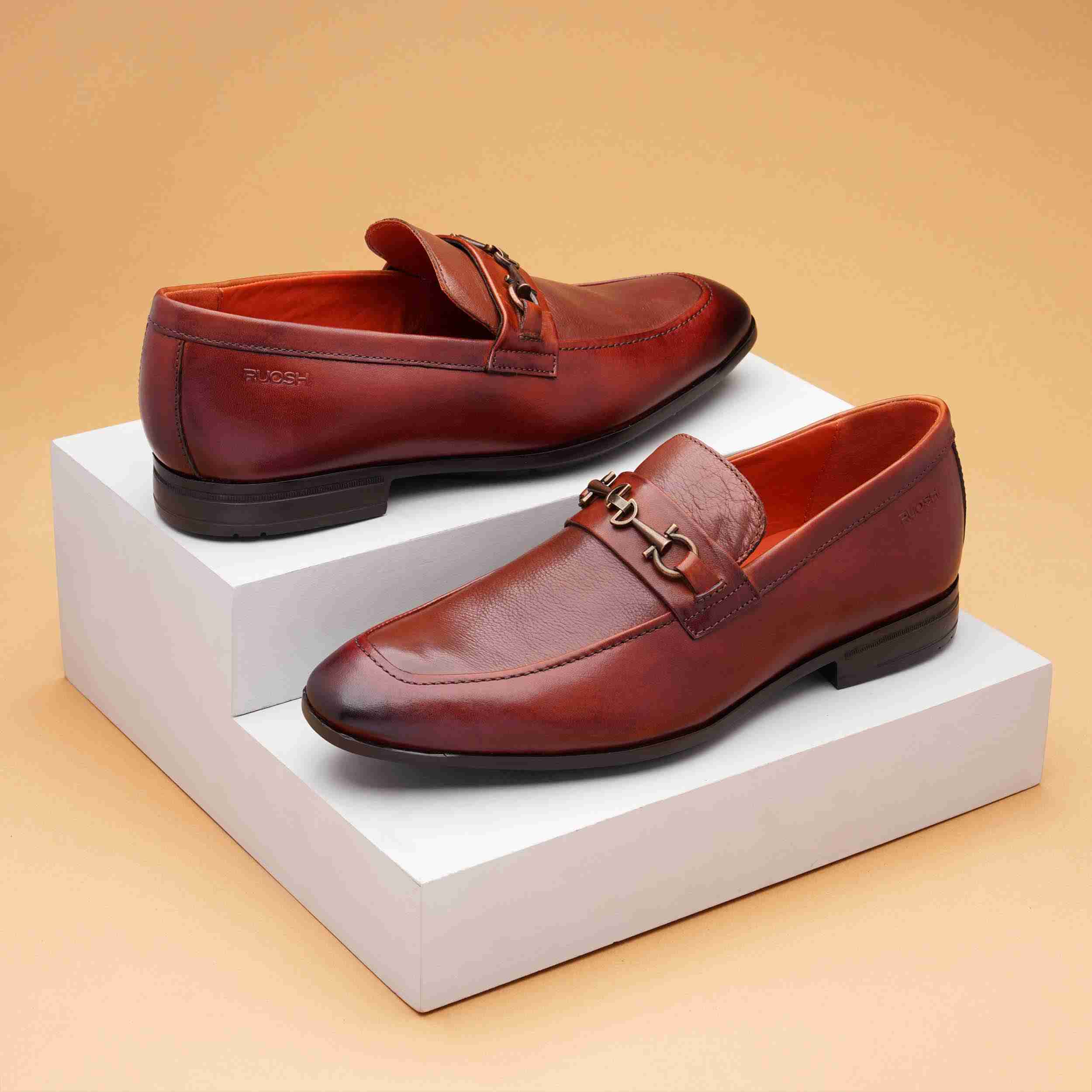 The Renzo Ruosh Men Tan Formal Slip-On