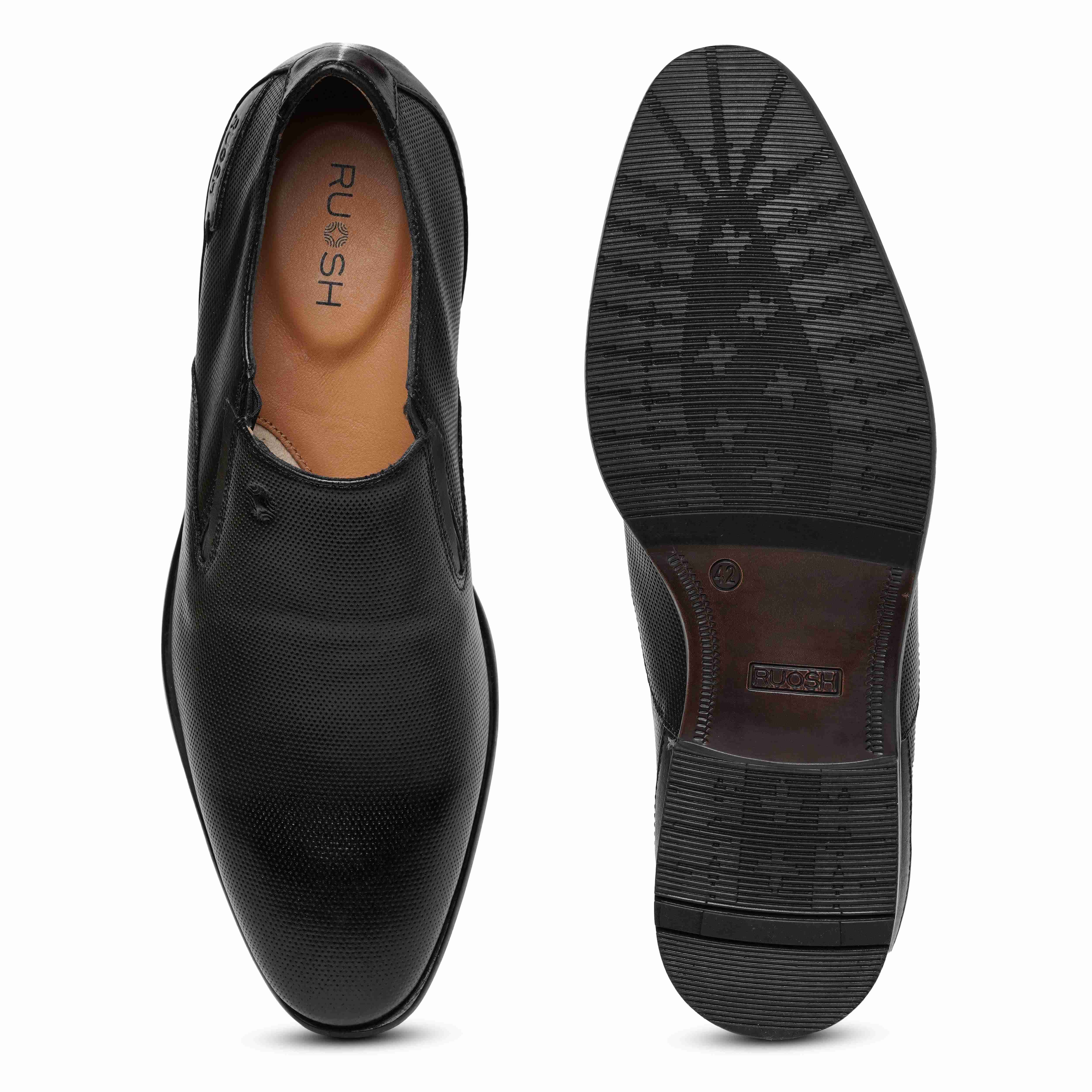 The Newyork Ruosh Men Black Formal Slip-On