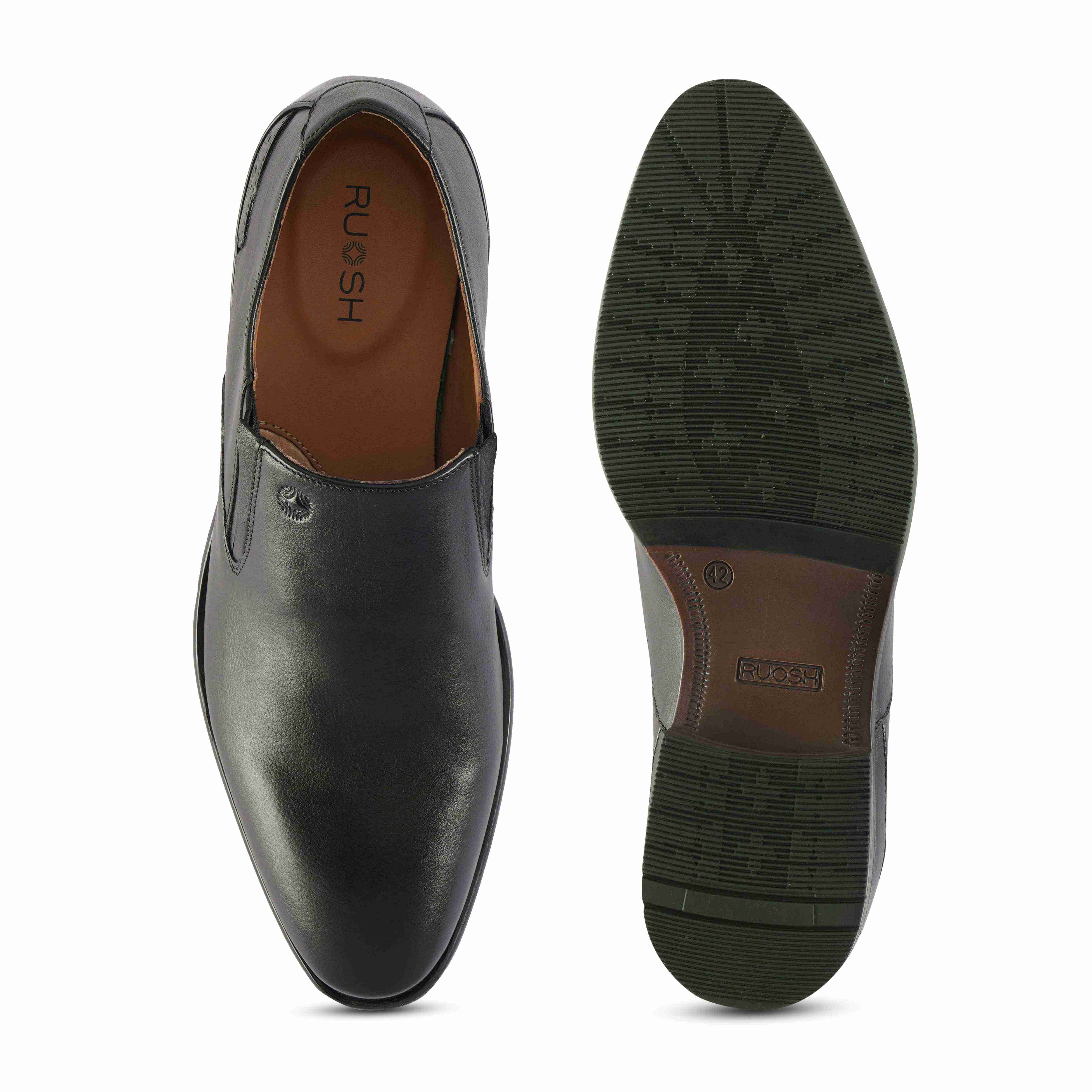 The Newyork Ruosh Men Black Formal Slip-On