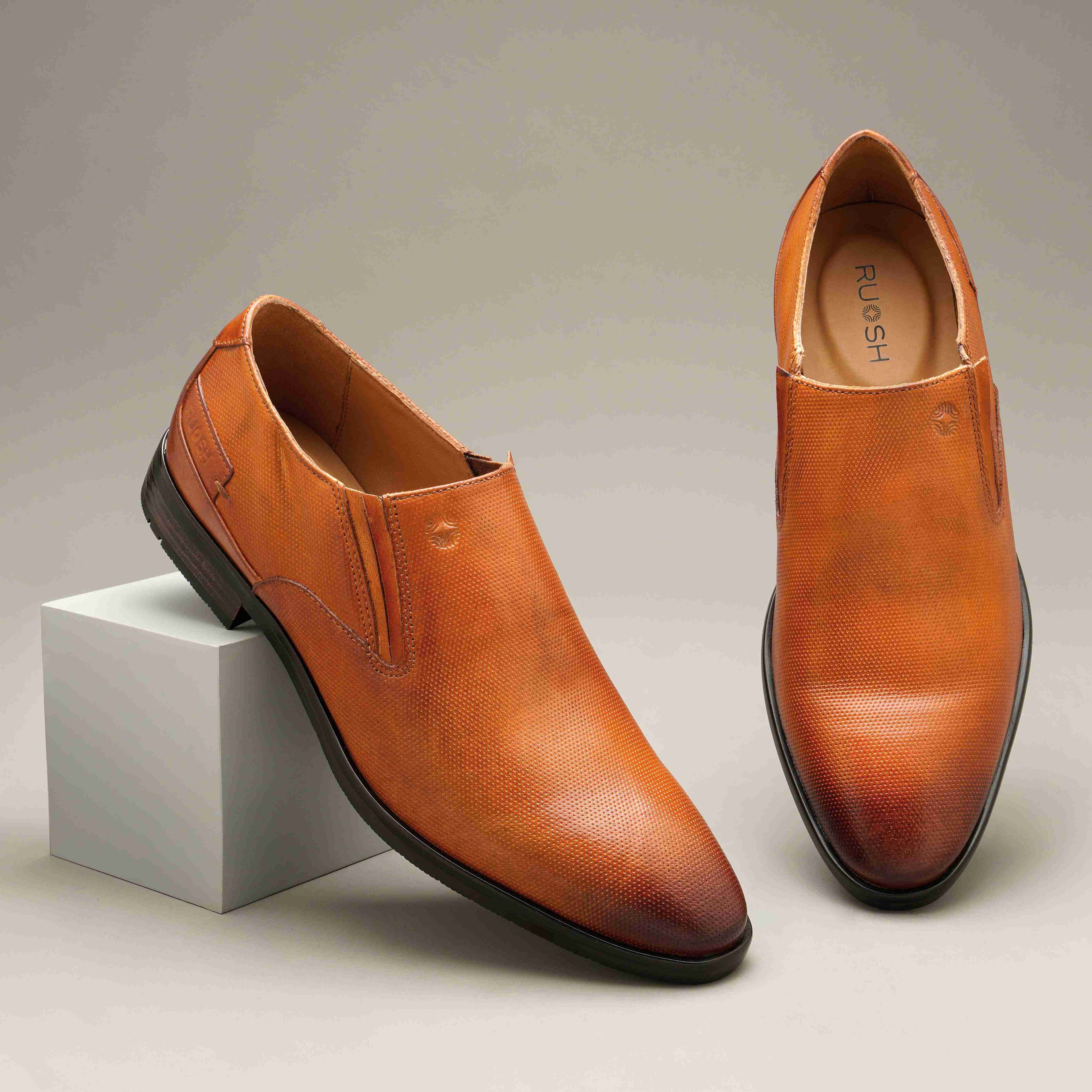 The Newyork Ruosh Men Tan Formal Slip-On