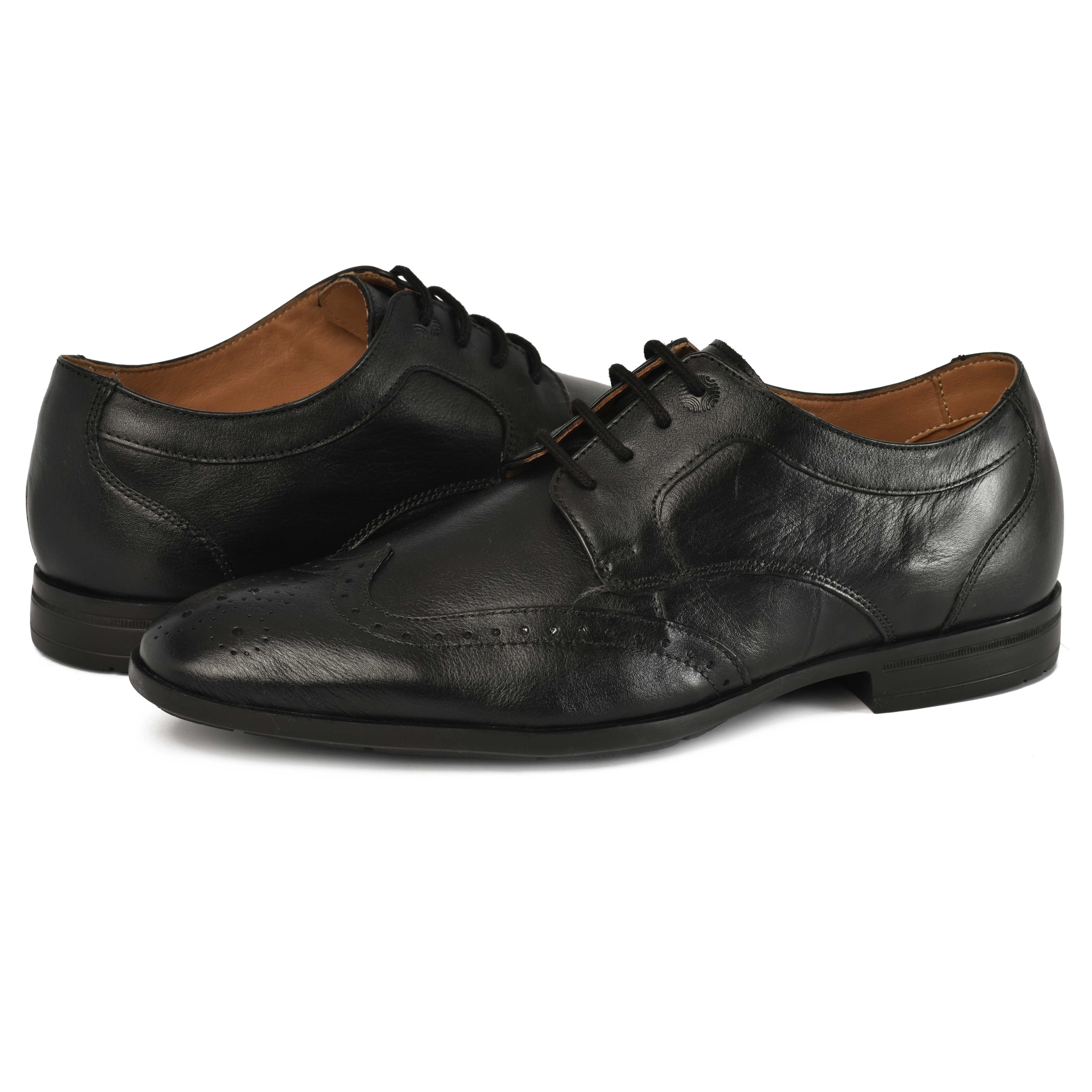 The Cameroon Ruosh Men Black Wingtip Brogue Lace-Up