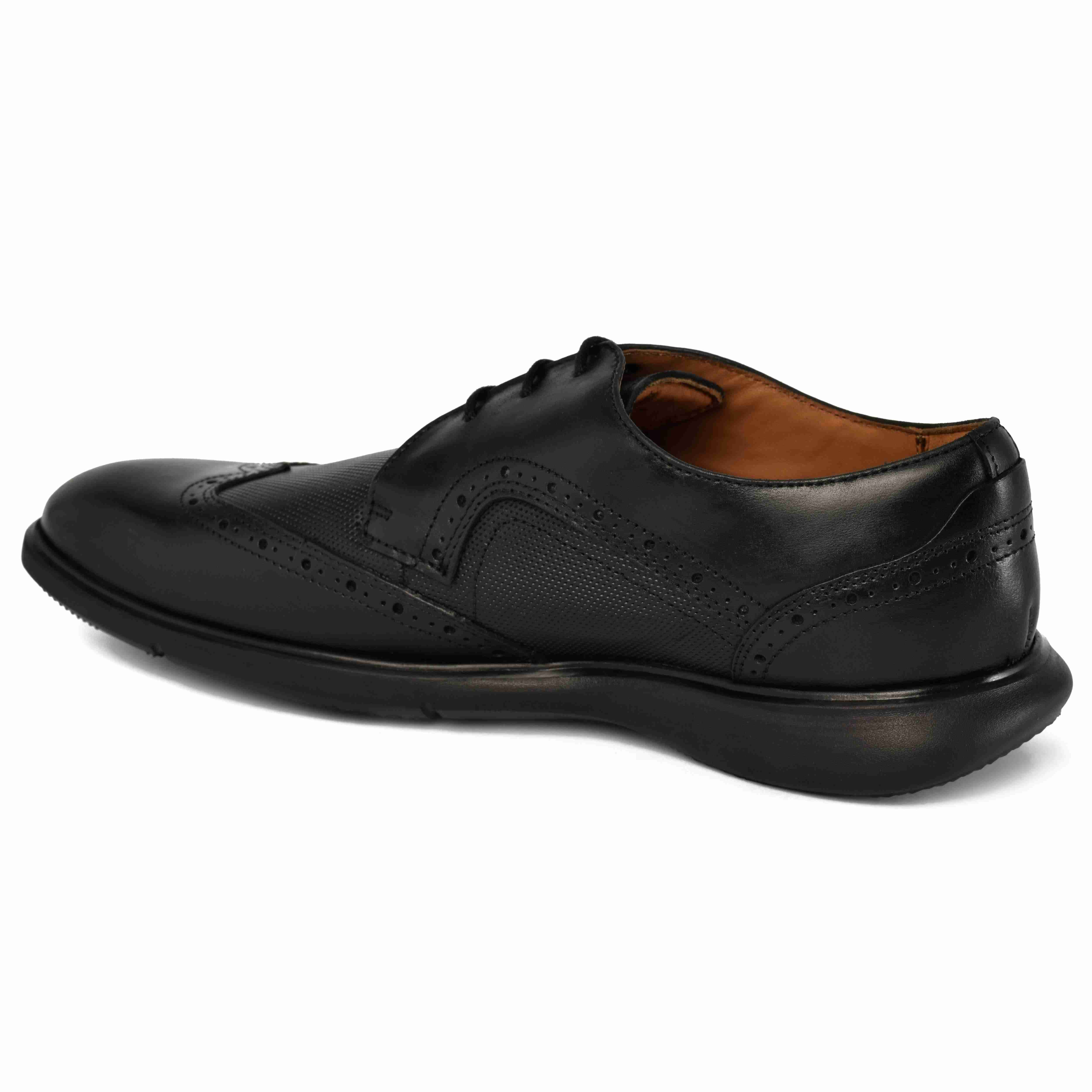 The Hybrid Ruosh Men Black Wingtip Lace-Up