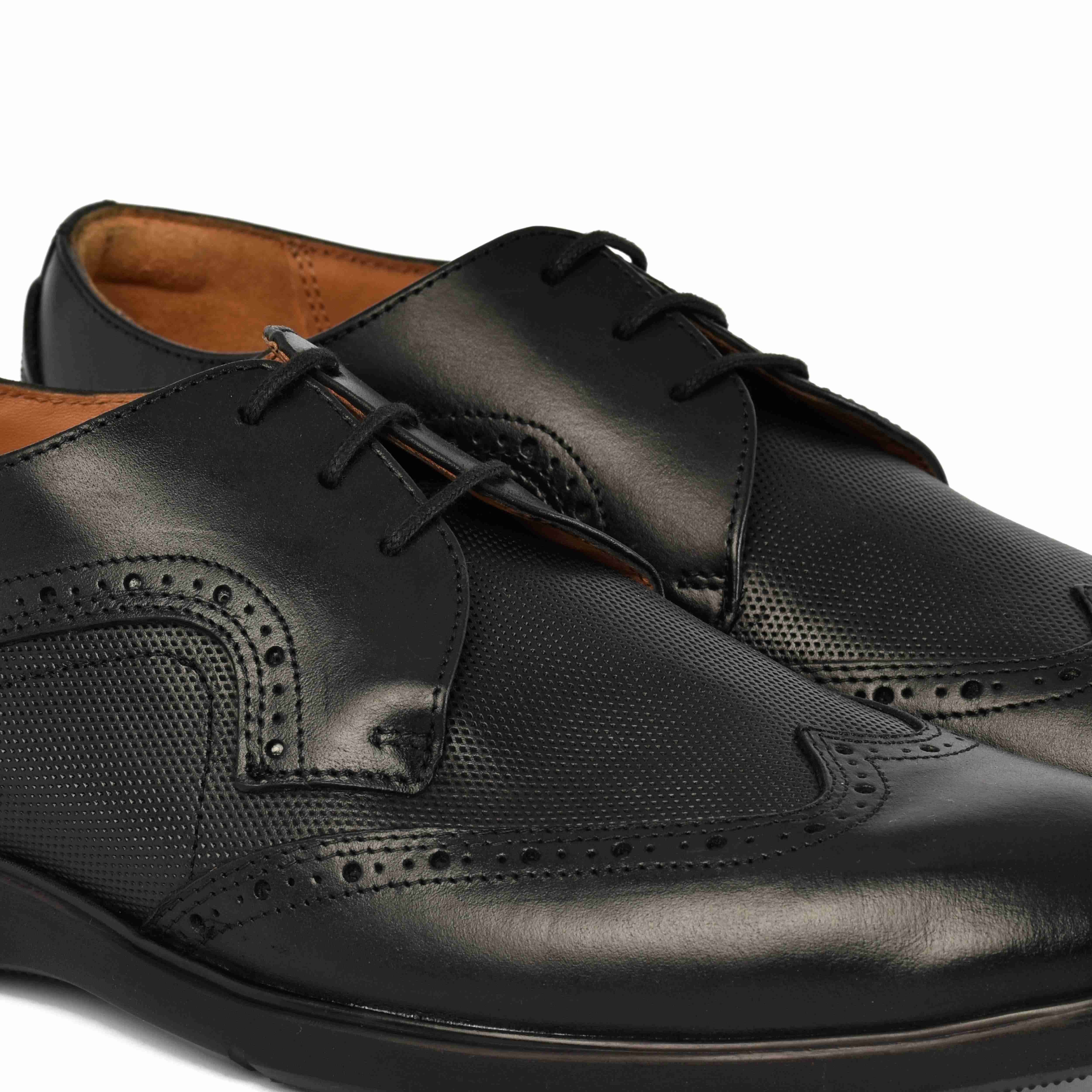 The Hybrid Ruosh Men Black Wingtip Lace-Up