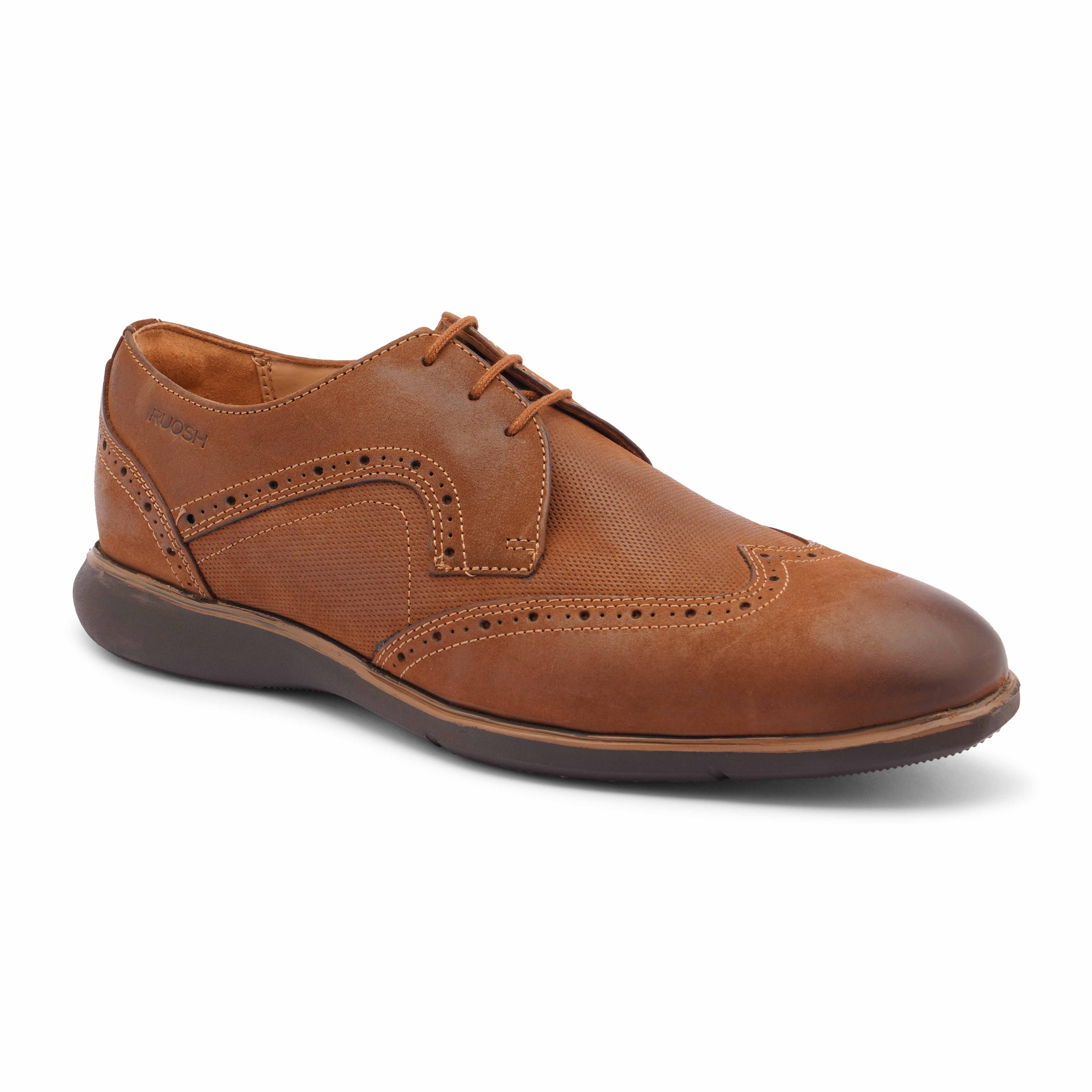 The Hybrid Ruosh Men Tan Wingtip Lace-Up