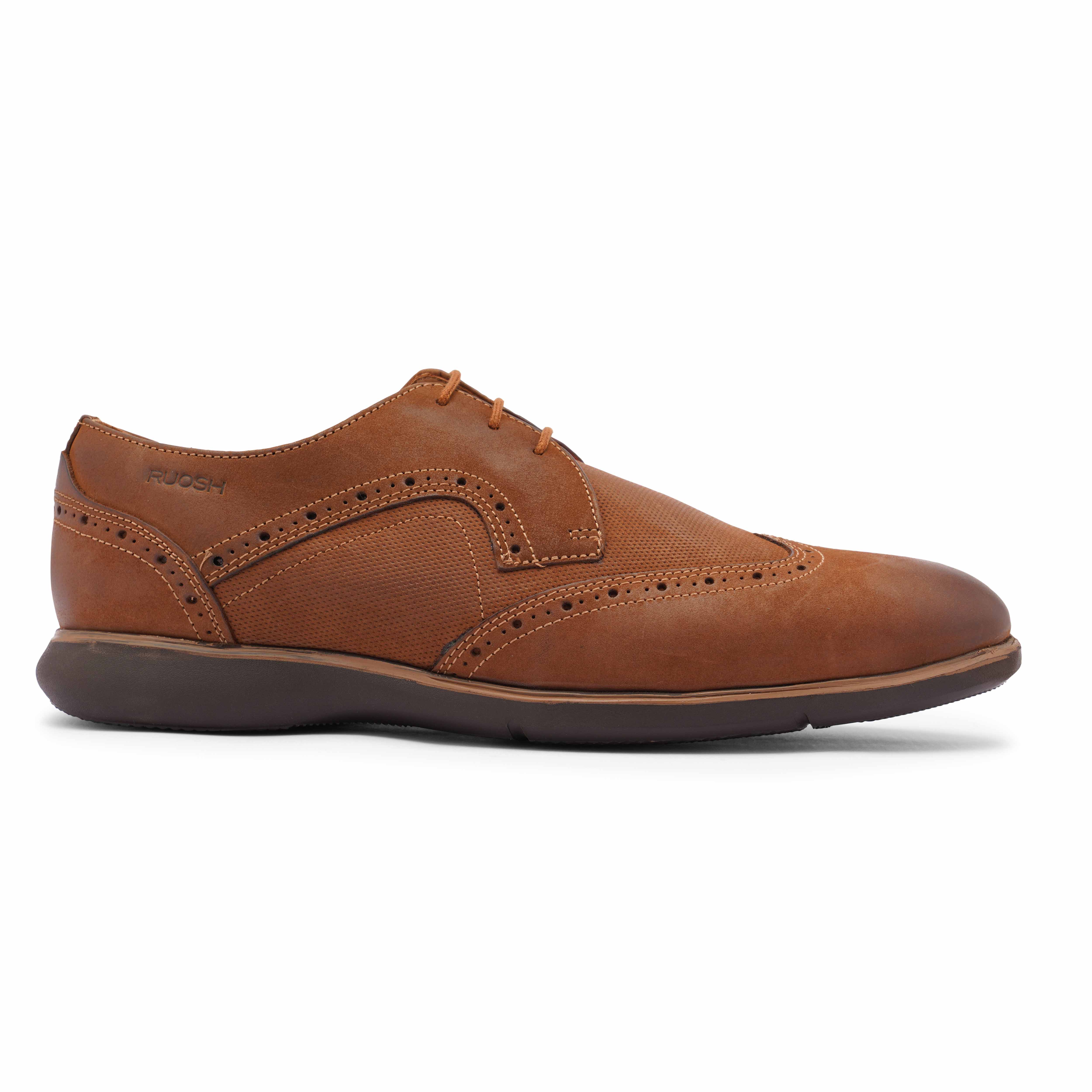 The Hybrid Ruosh Men Tan Wingtip Lace-Up