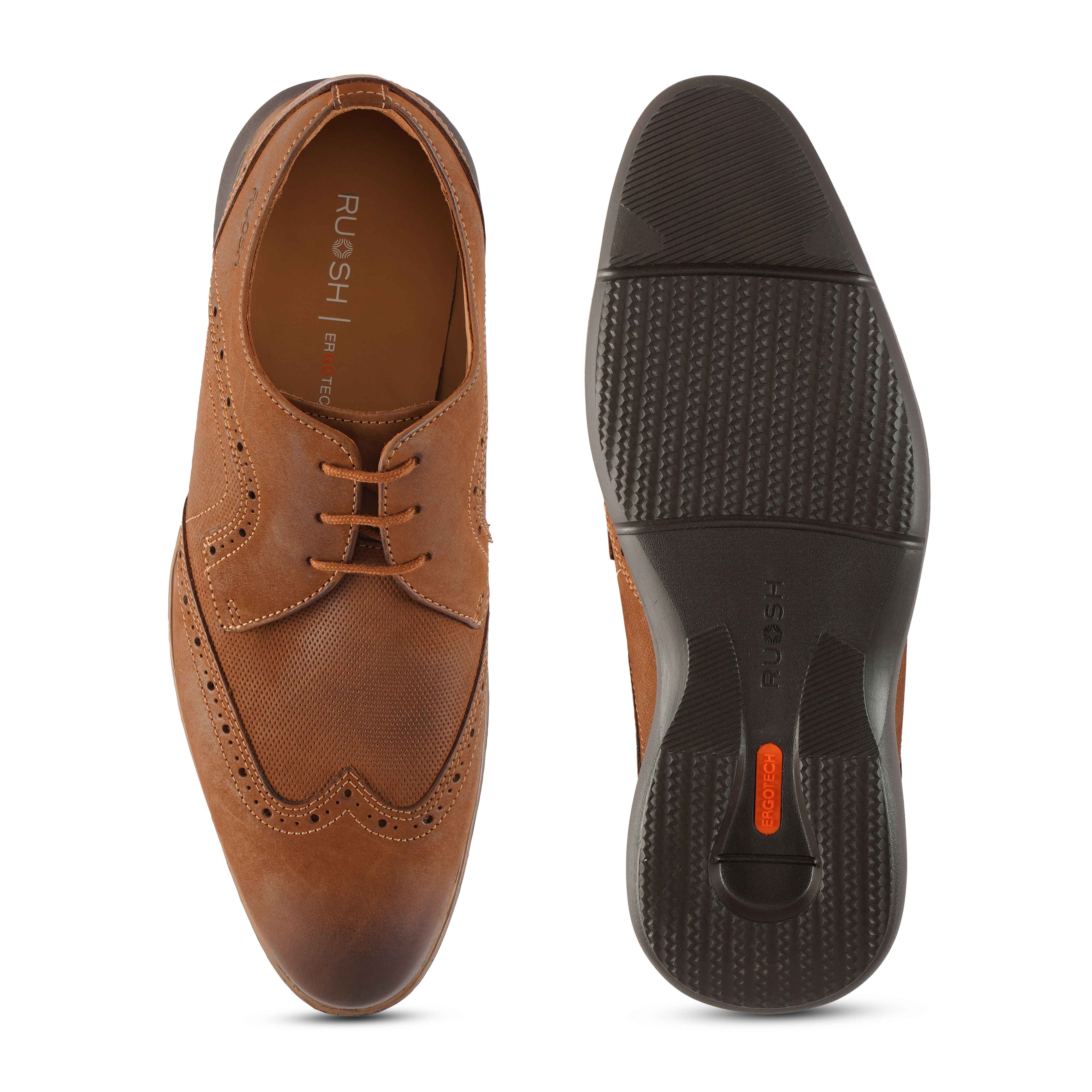 The Hybrid Ruosh Men Tan Wingtip Lace-Up
