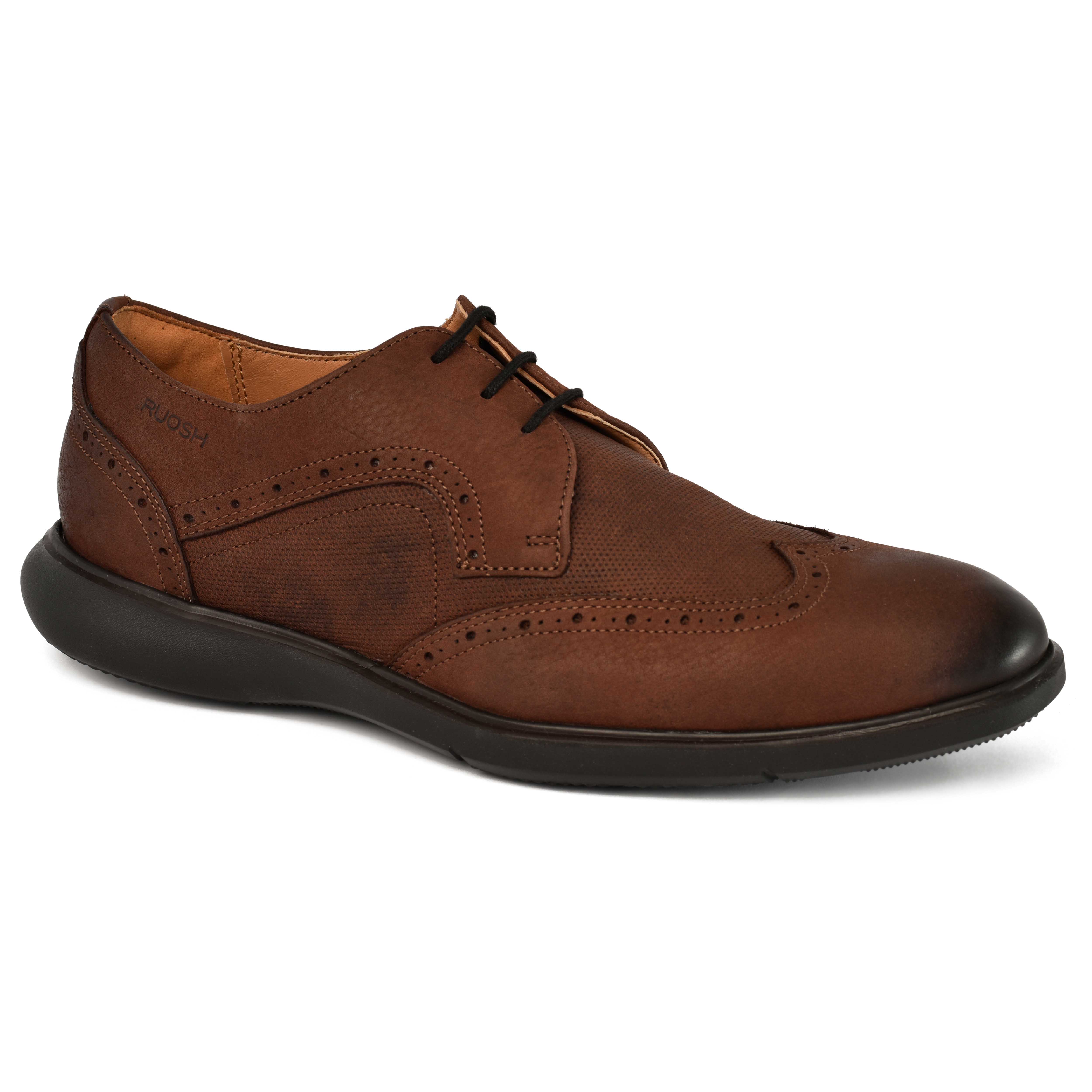 The Hybrid Ruosh Men Burgundy Wingtip Lace-Up