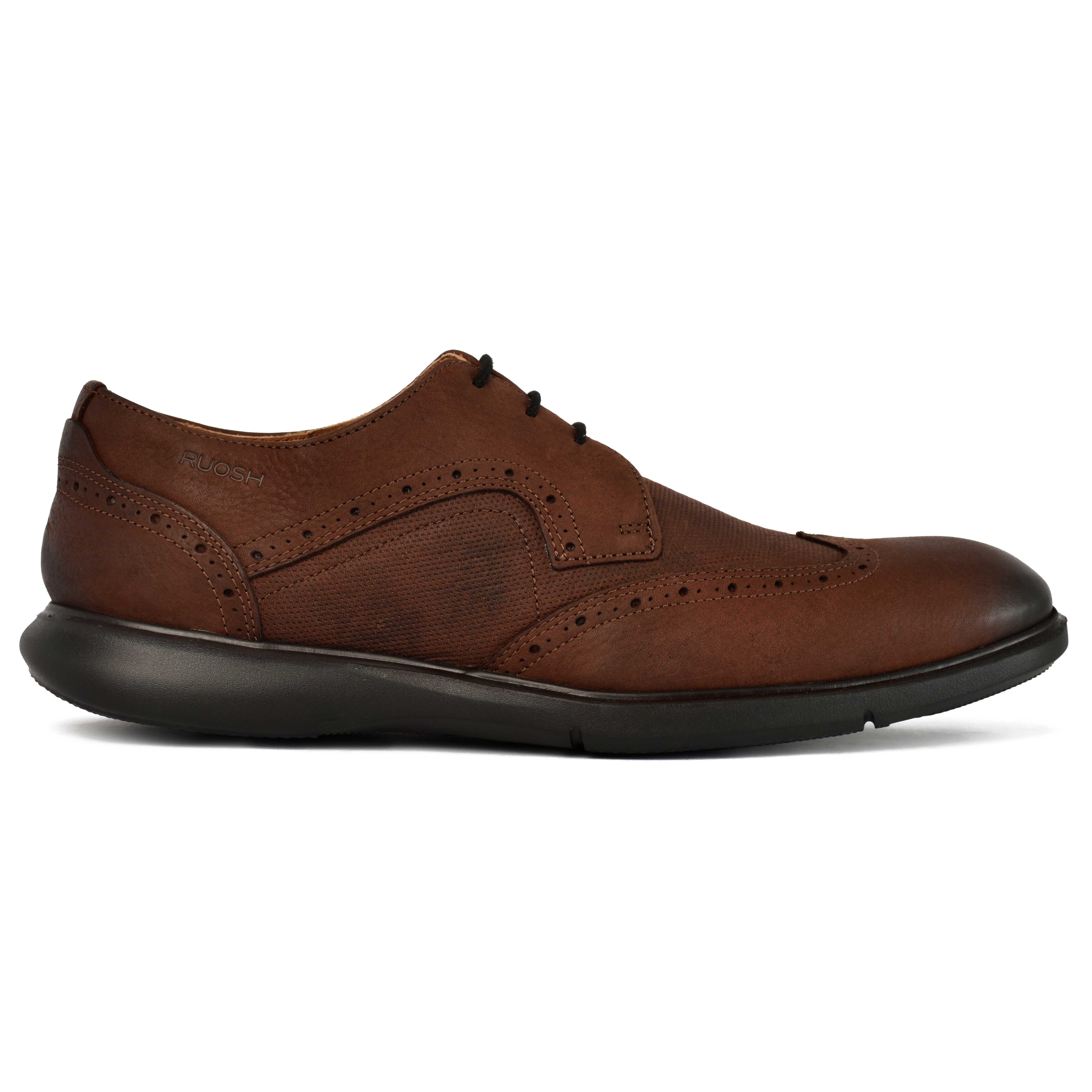 The Hybrid Ruosh Men Burgundy Wingtip Lace-Up
