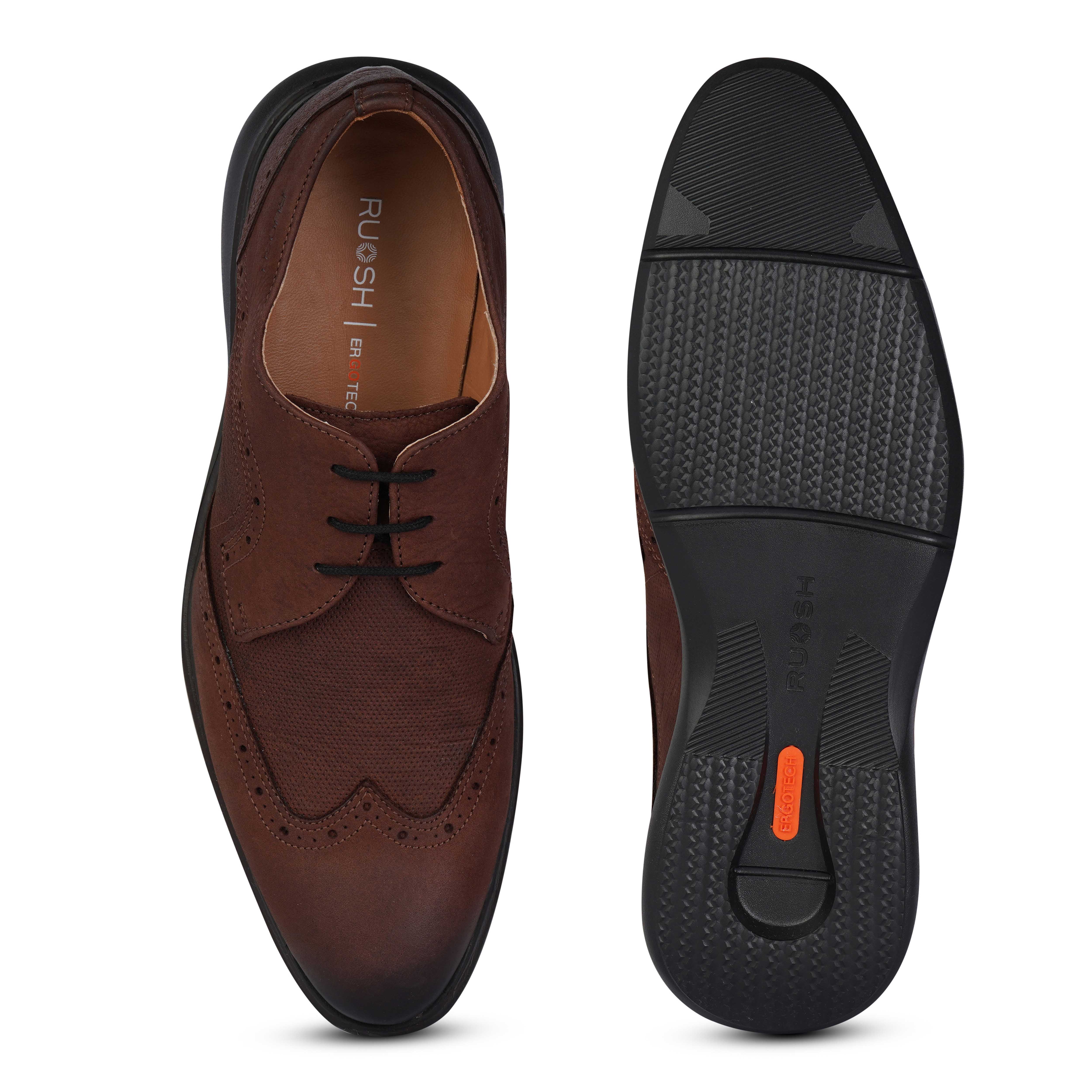 The Hybrid Ruosh Men Burgundy Wingtip Lace-Up