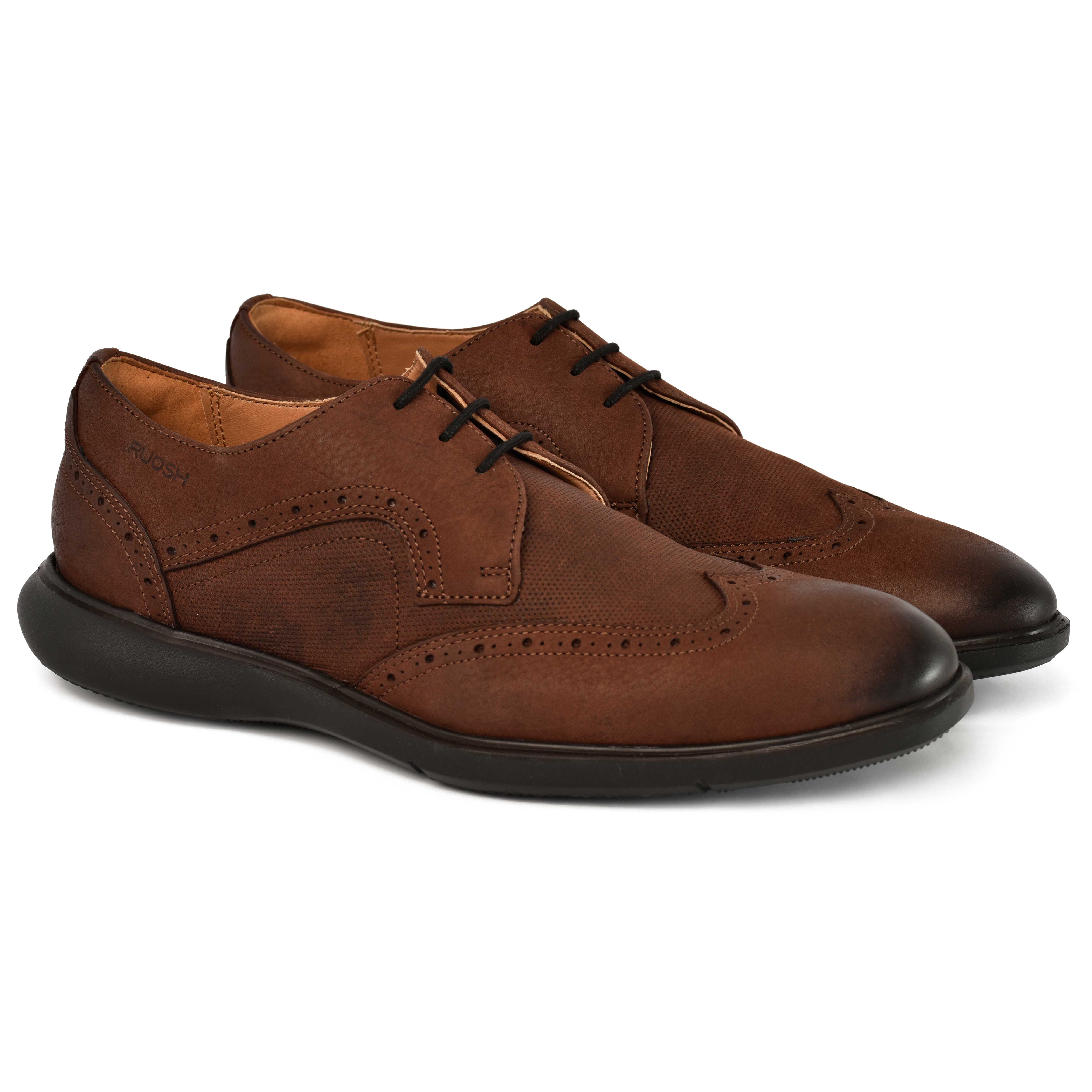 The Hybrid Ruosh Men Burgundy Wingtip Lace-Up