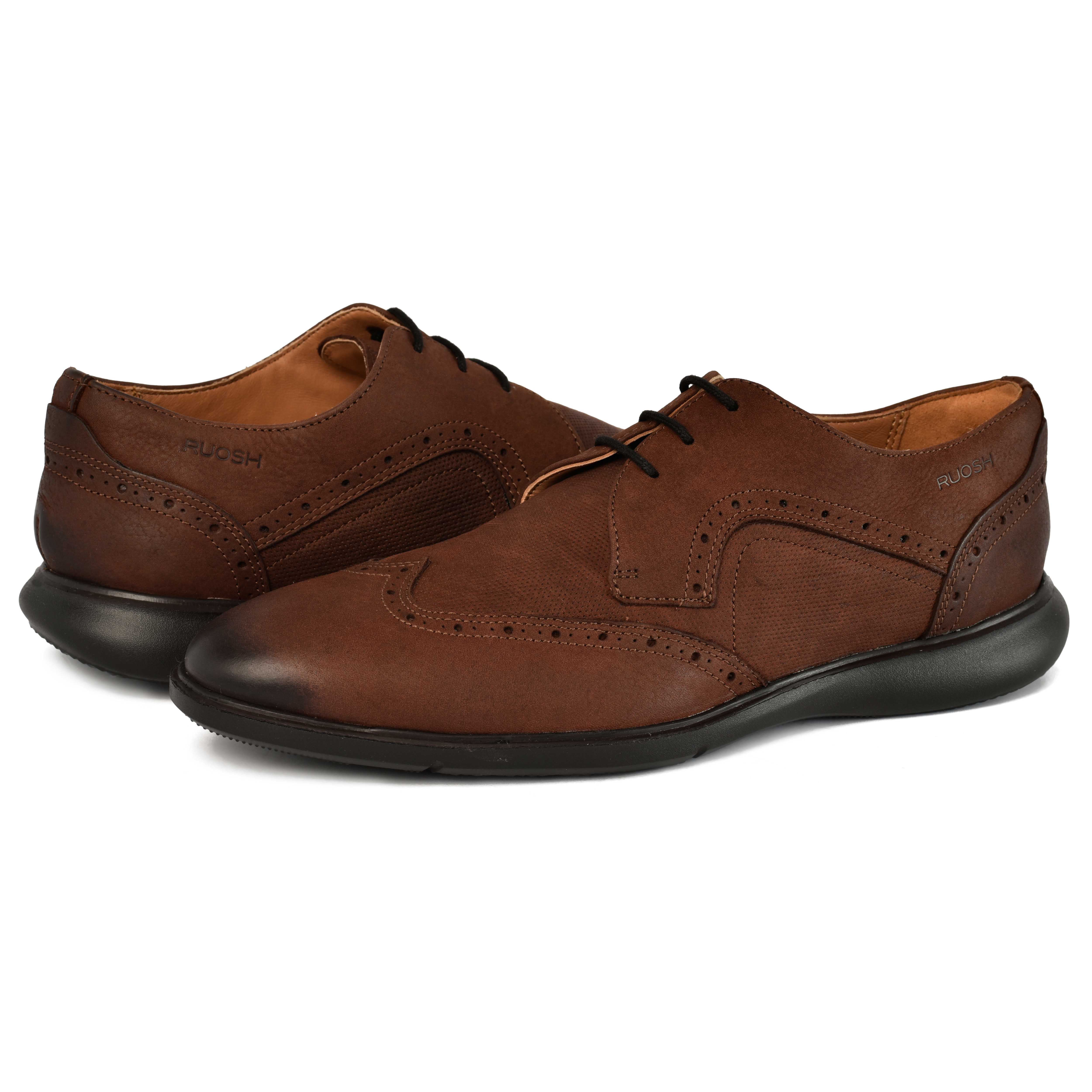 The Hybrid Ruosh Men Burgundy Wingtip Lace-Up