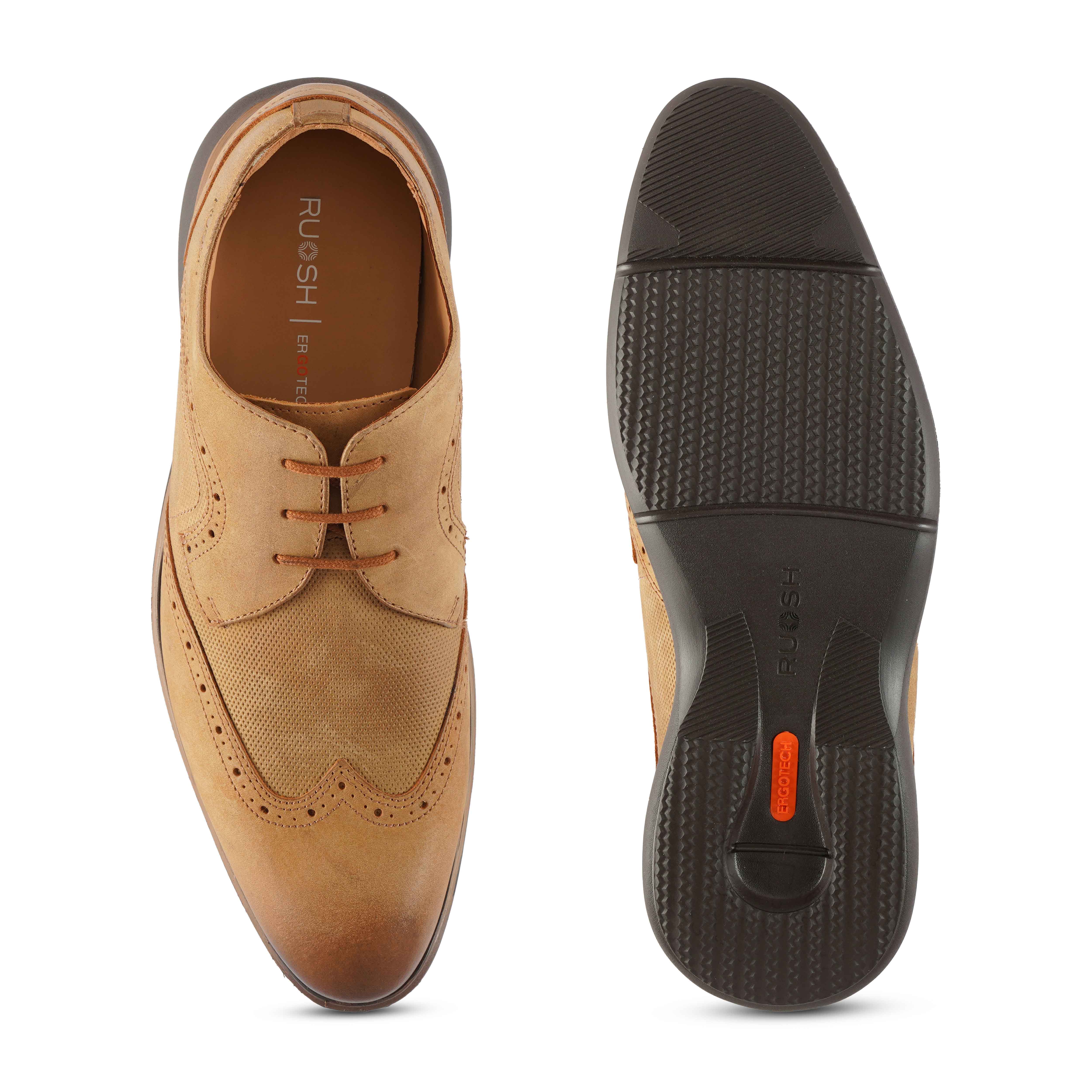 The Hybrid Ruosh Men Tan Wingtip Lace-Up