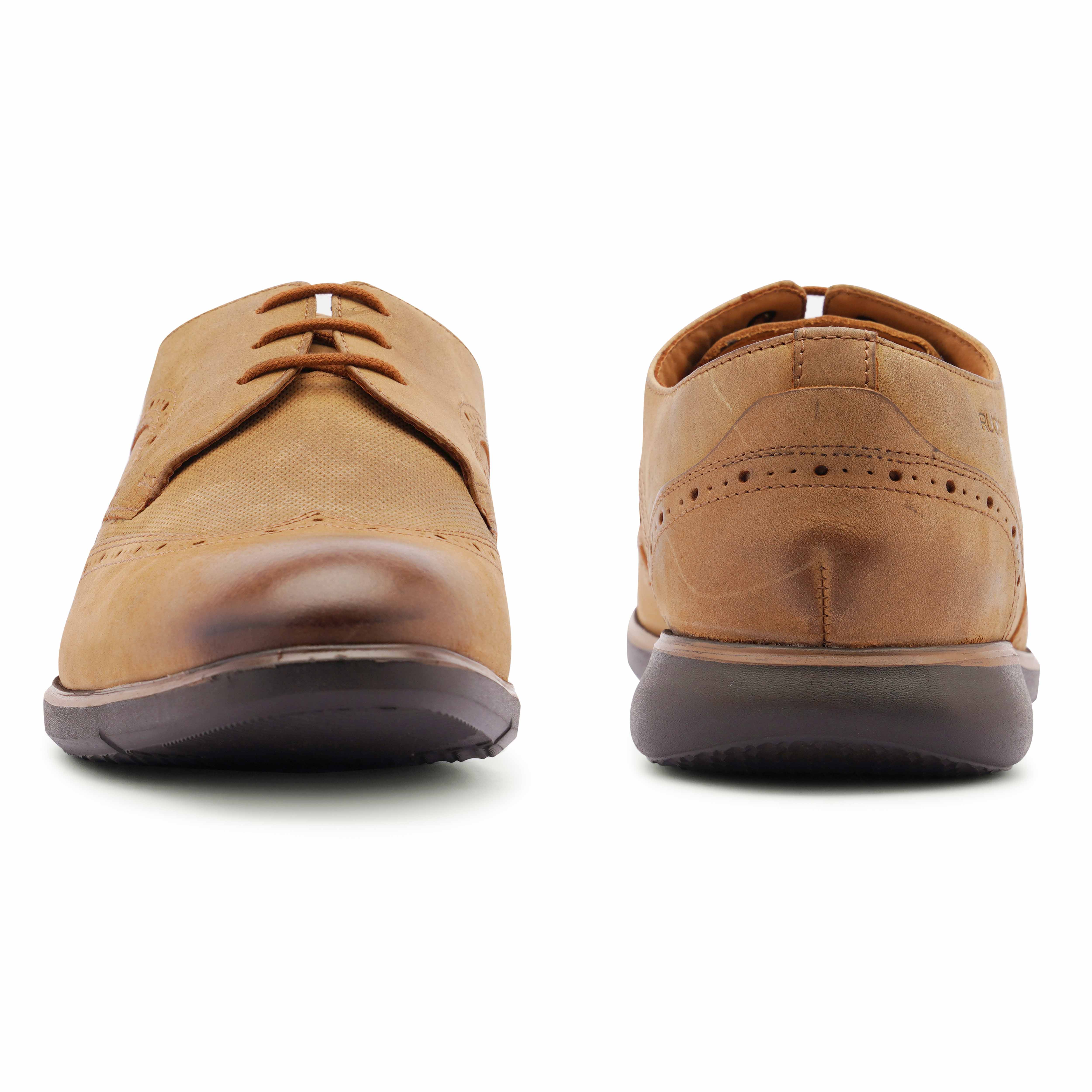 The Hybrid Ruosh Men Tan Wingtip Lace-Up