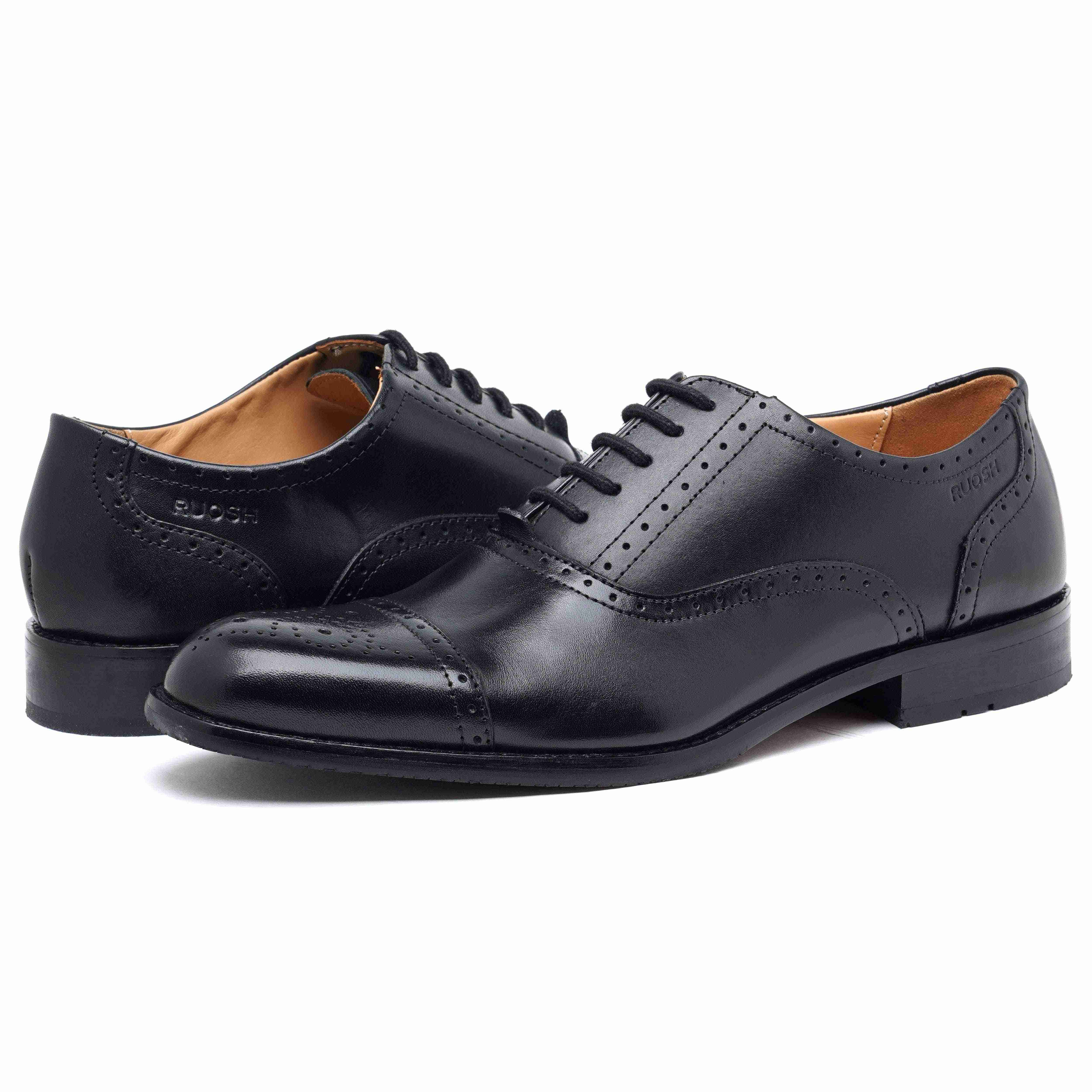The Brogue Ruosh Men Black Classic Oxford Brogue