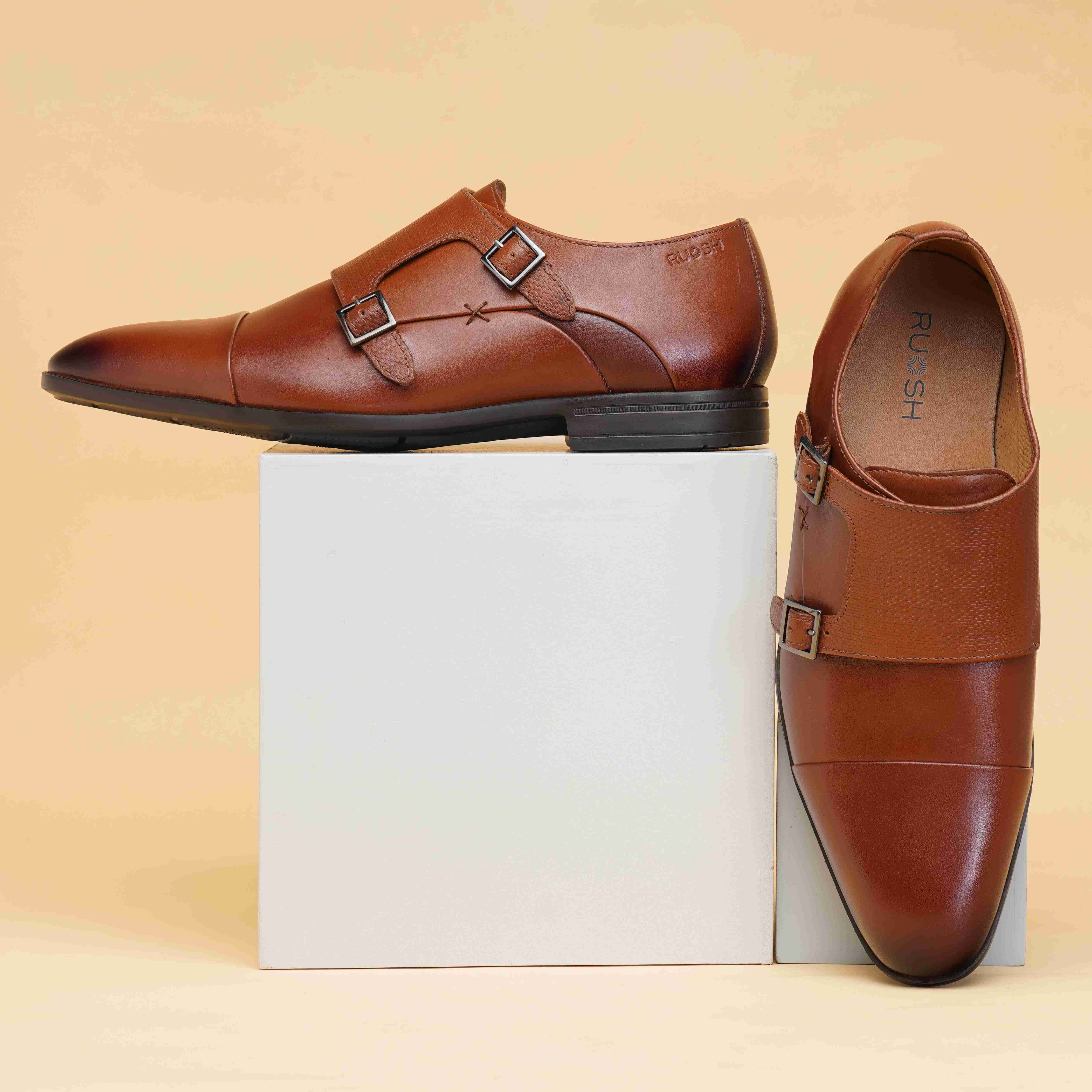 The Cameroon Ruosh Men Tan Formal Double Monk