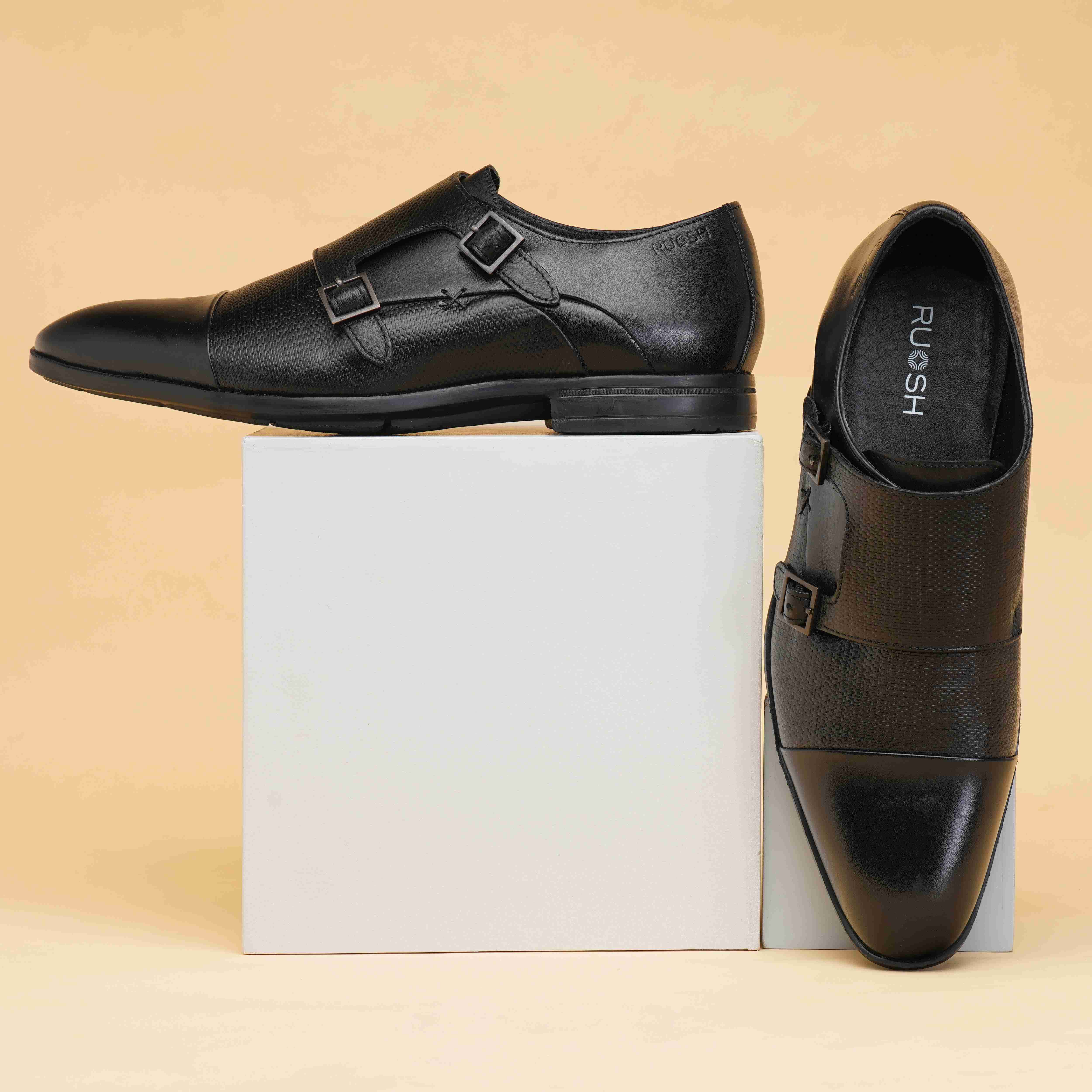 The Cameroon Ruosh Men Black Formal Double Monk