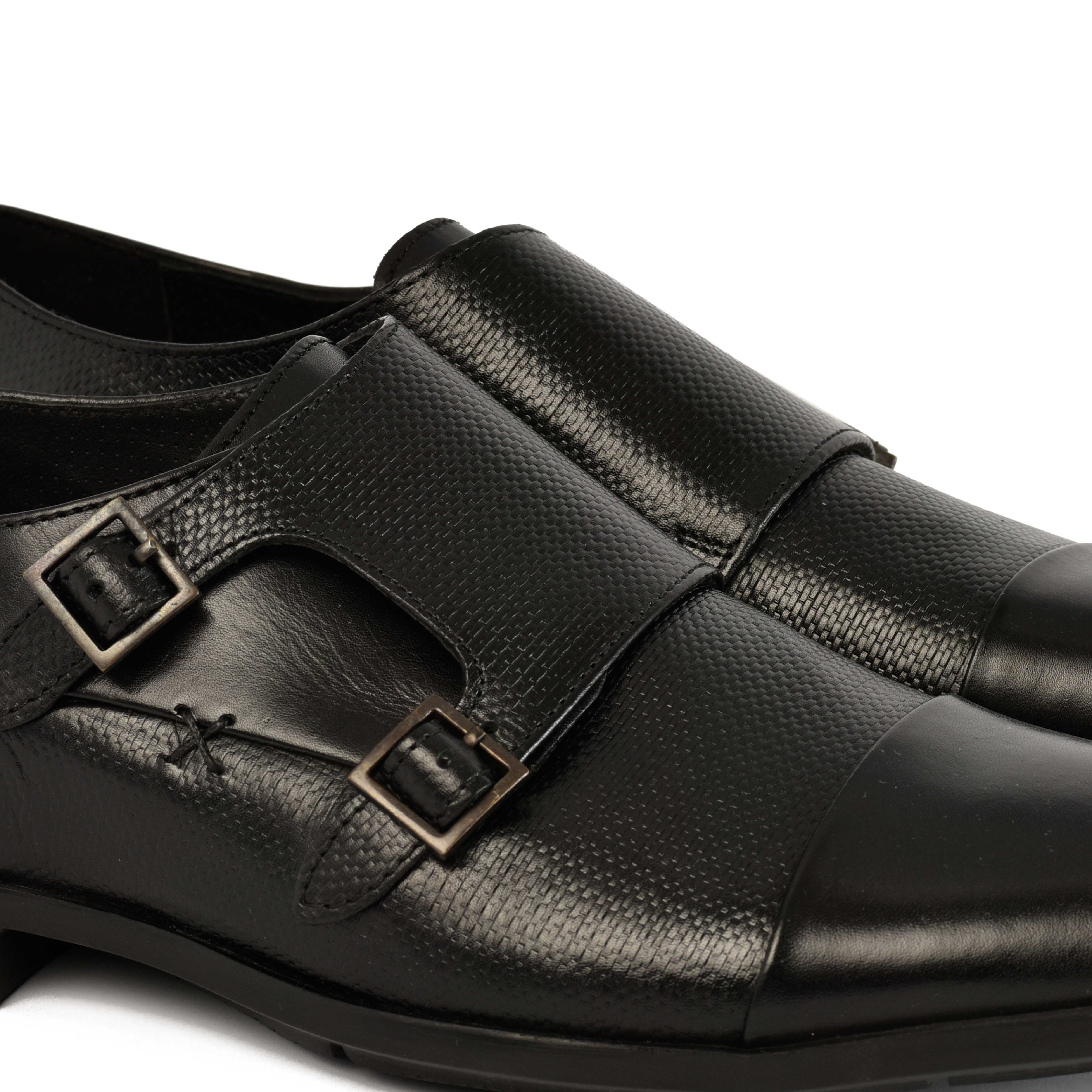 The Cameroon Ruosh Men Black Formal Double Monk