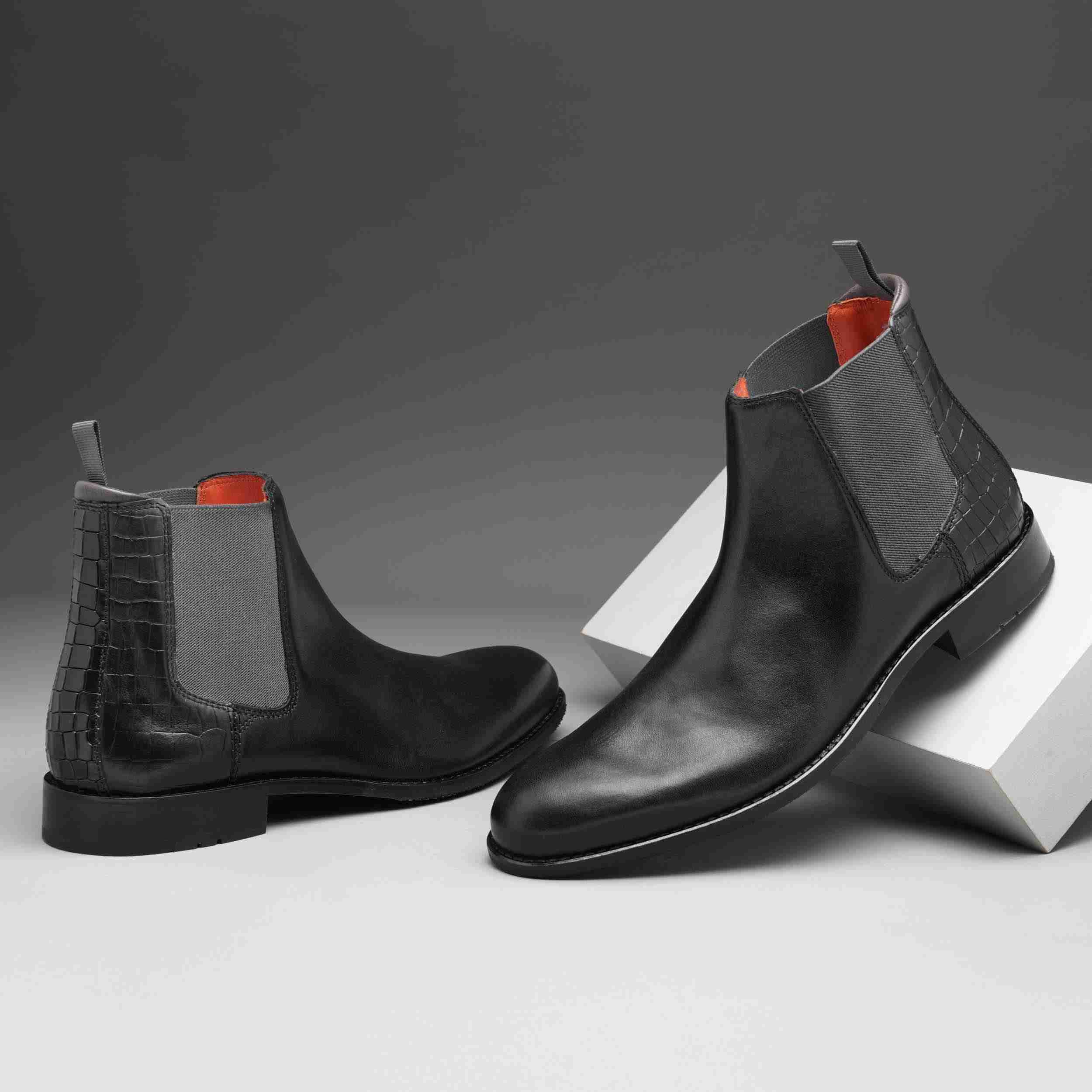 The Saul Ruosh Men Black Formal Chelsea Boot