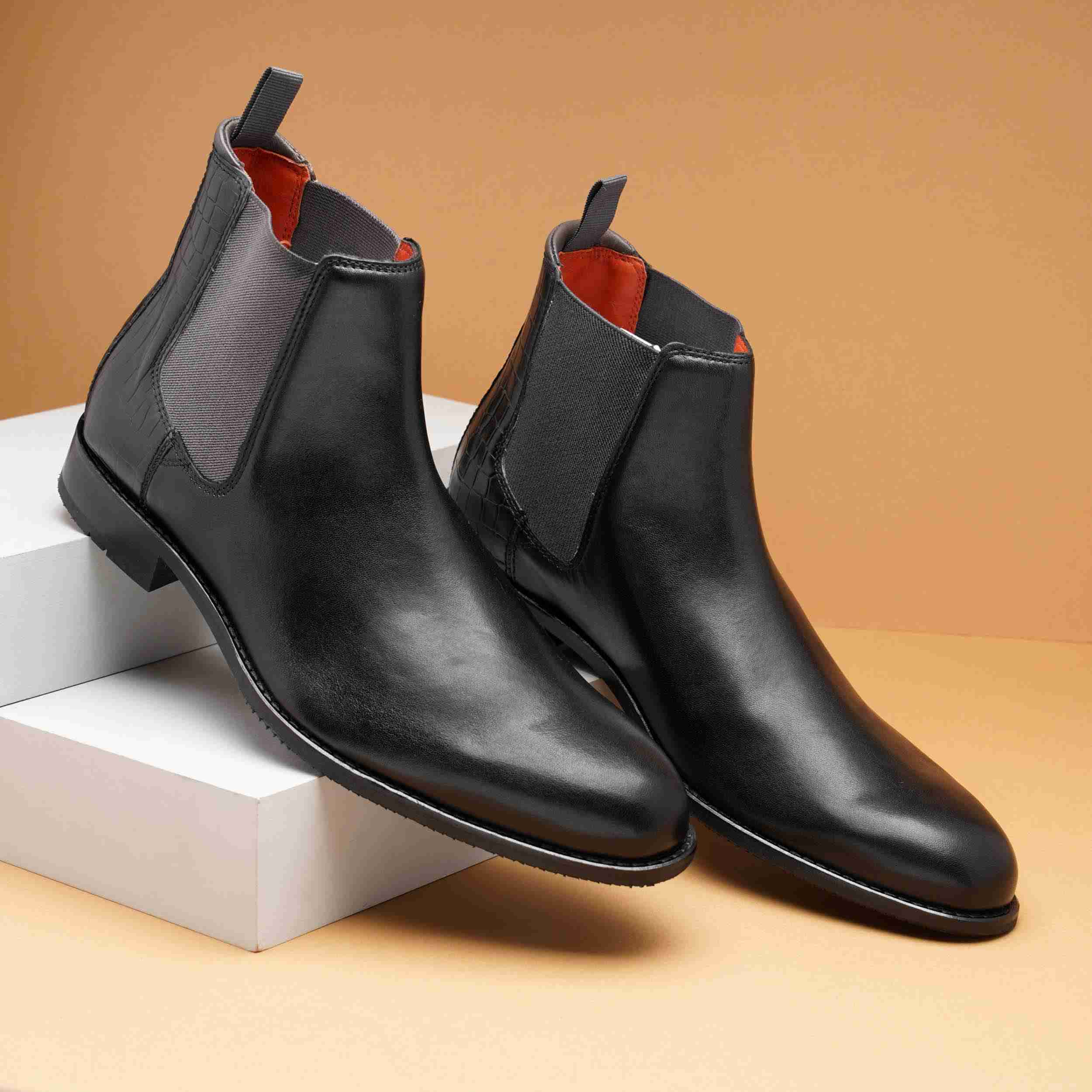 The Saul Ruosh Men Black Formal Chelsea Boot