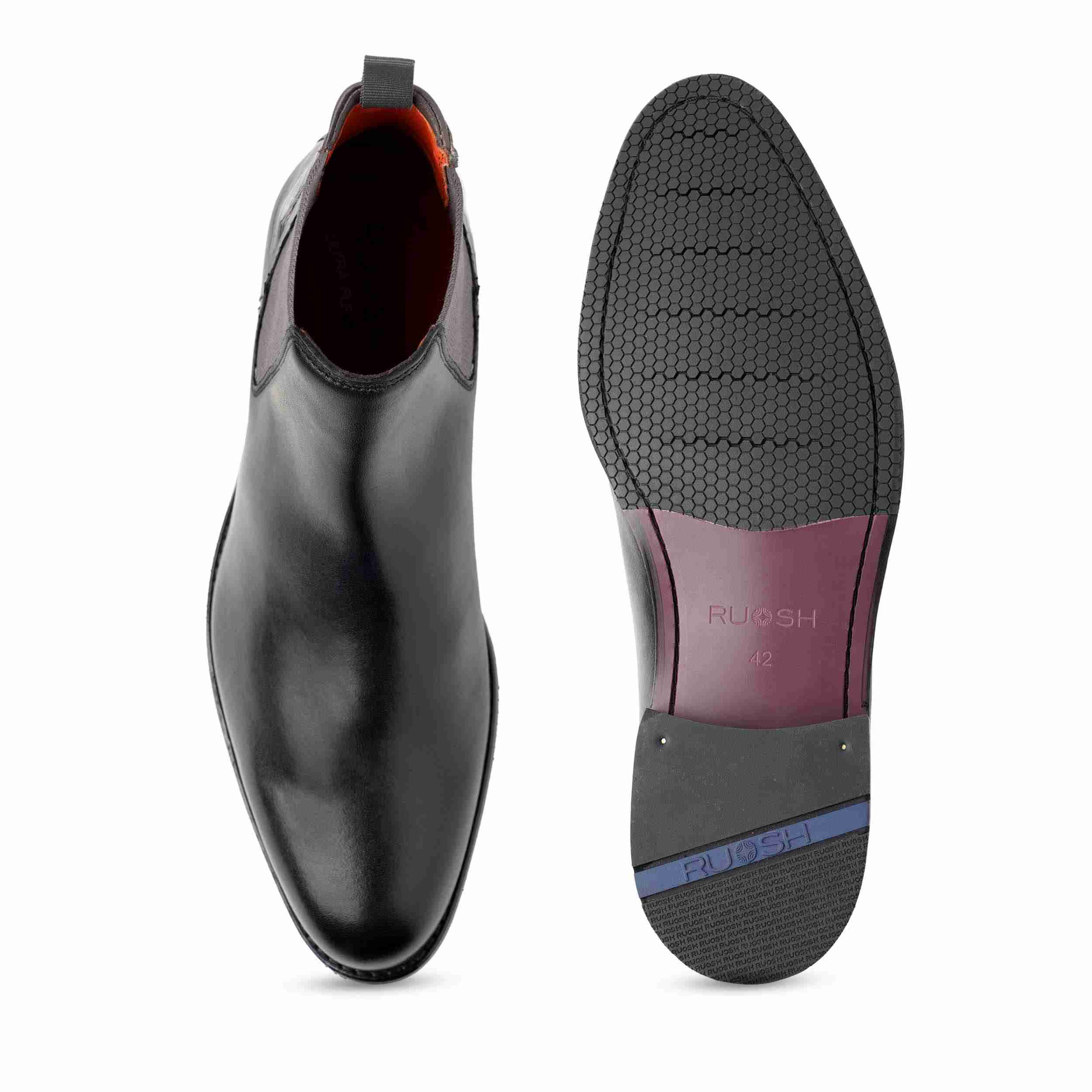 The Saul Ruosh Men Black Formal Chelsea Boot