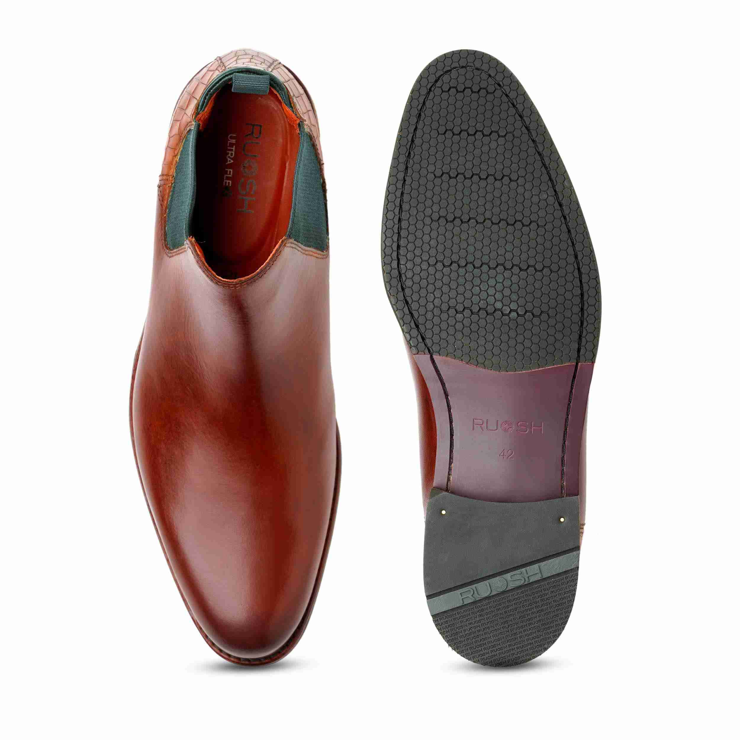 The Saul Ruosh Men Tan Formal Chelsea Boot