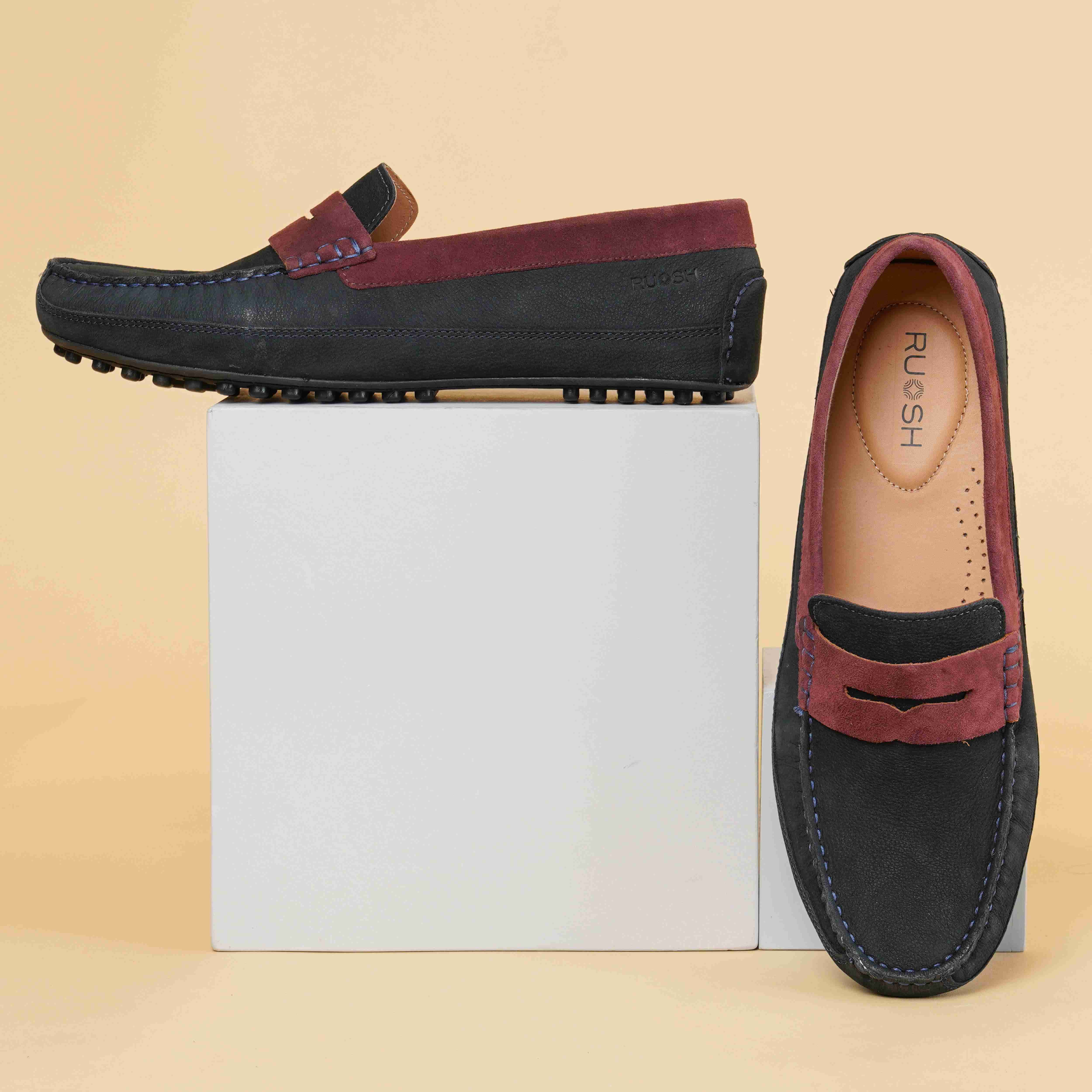 The Oman Ruosh Men Navy Nubuck Penny Loafer