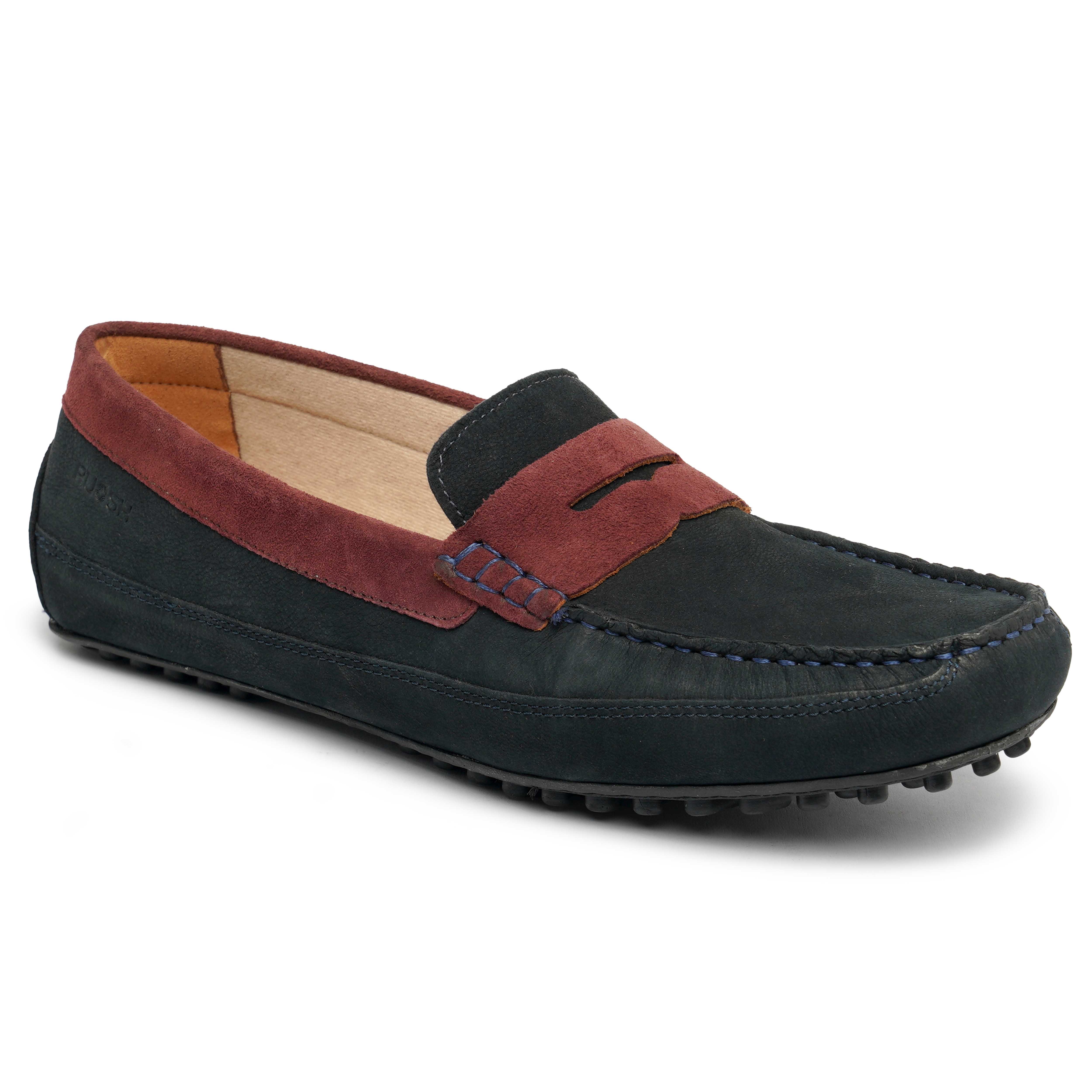 The Oman Ruosh Men Navy Nubuck Penny Loafer