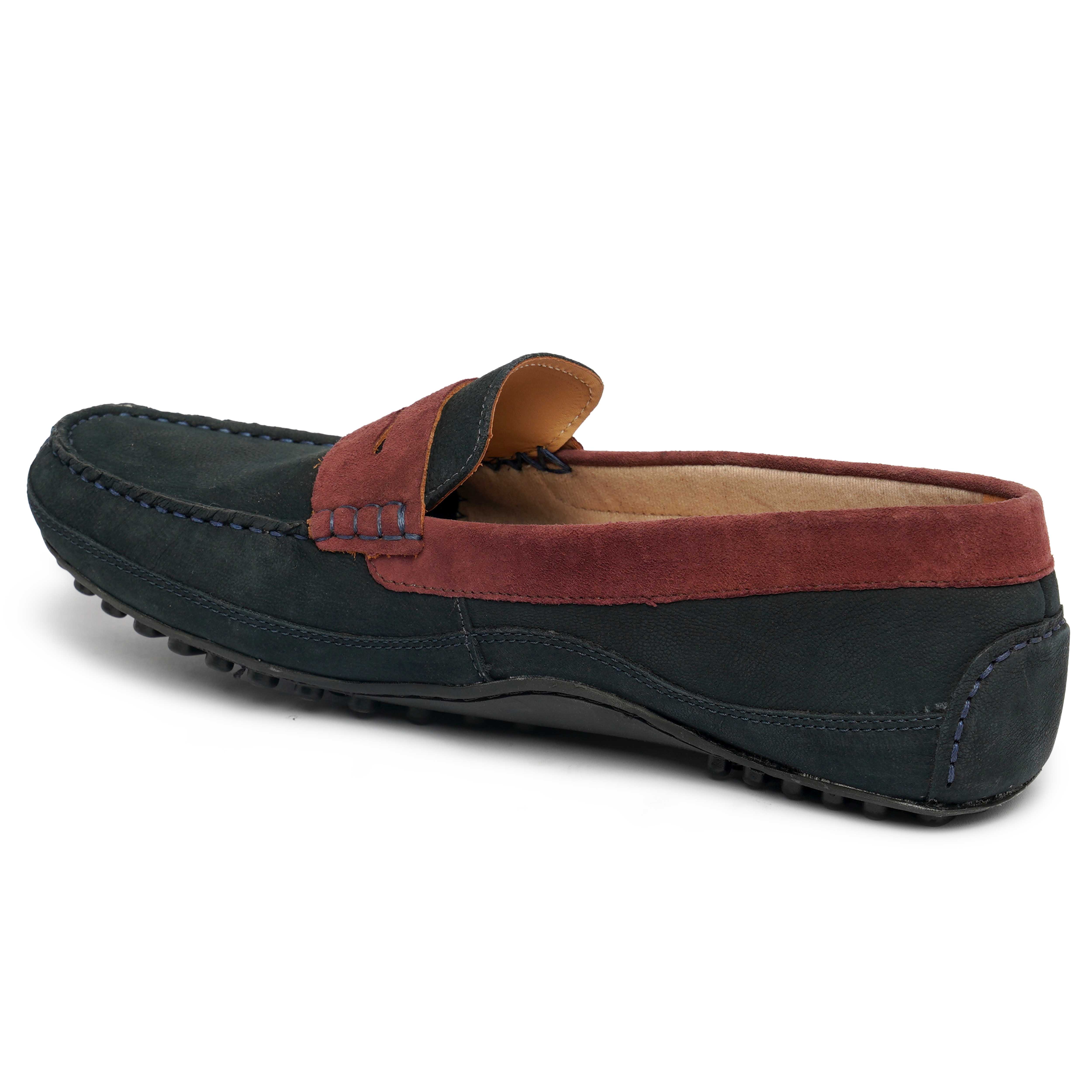 The Oman Ruosh Men Navy Nubuck Penny Loafer