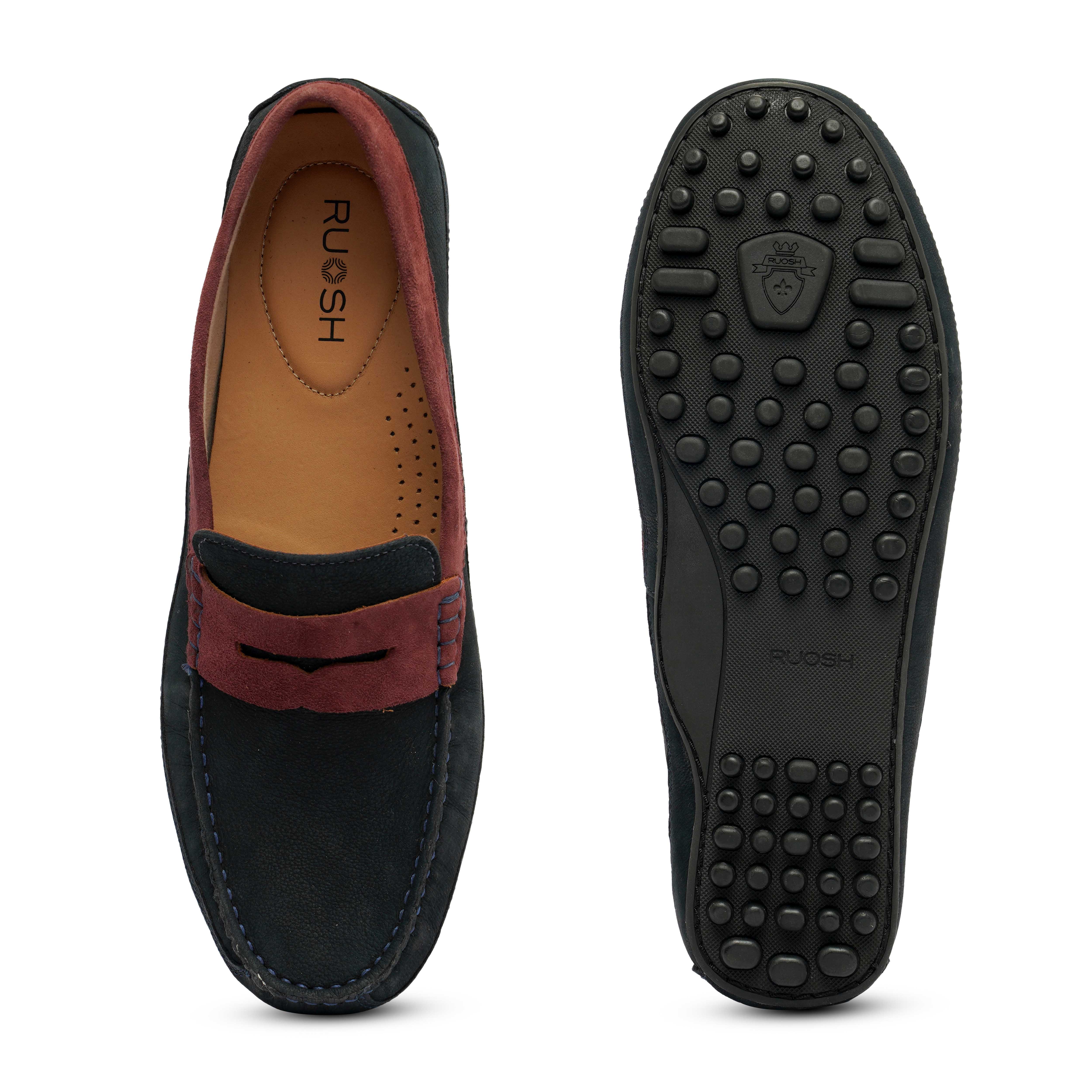The Oman Ruosh Men Navy Nubuck Penny Loafer