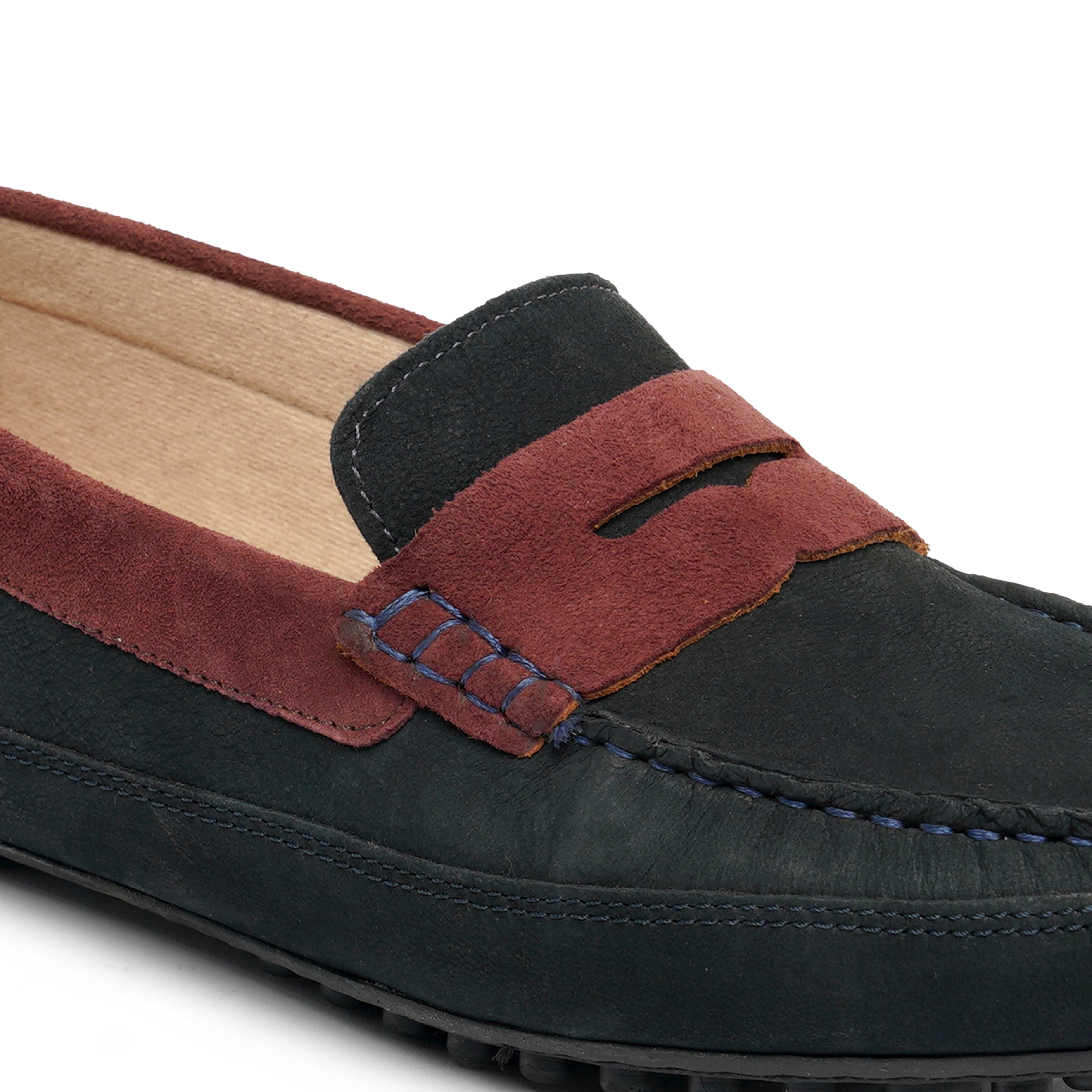 The Oman Ruosh Men Navy Nubuck Penny Loafer
