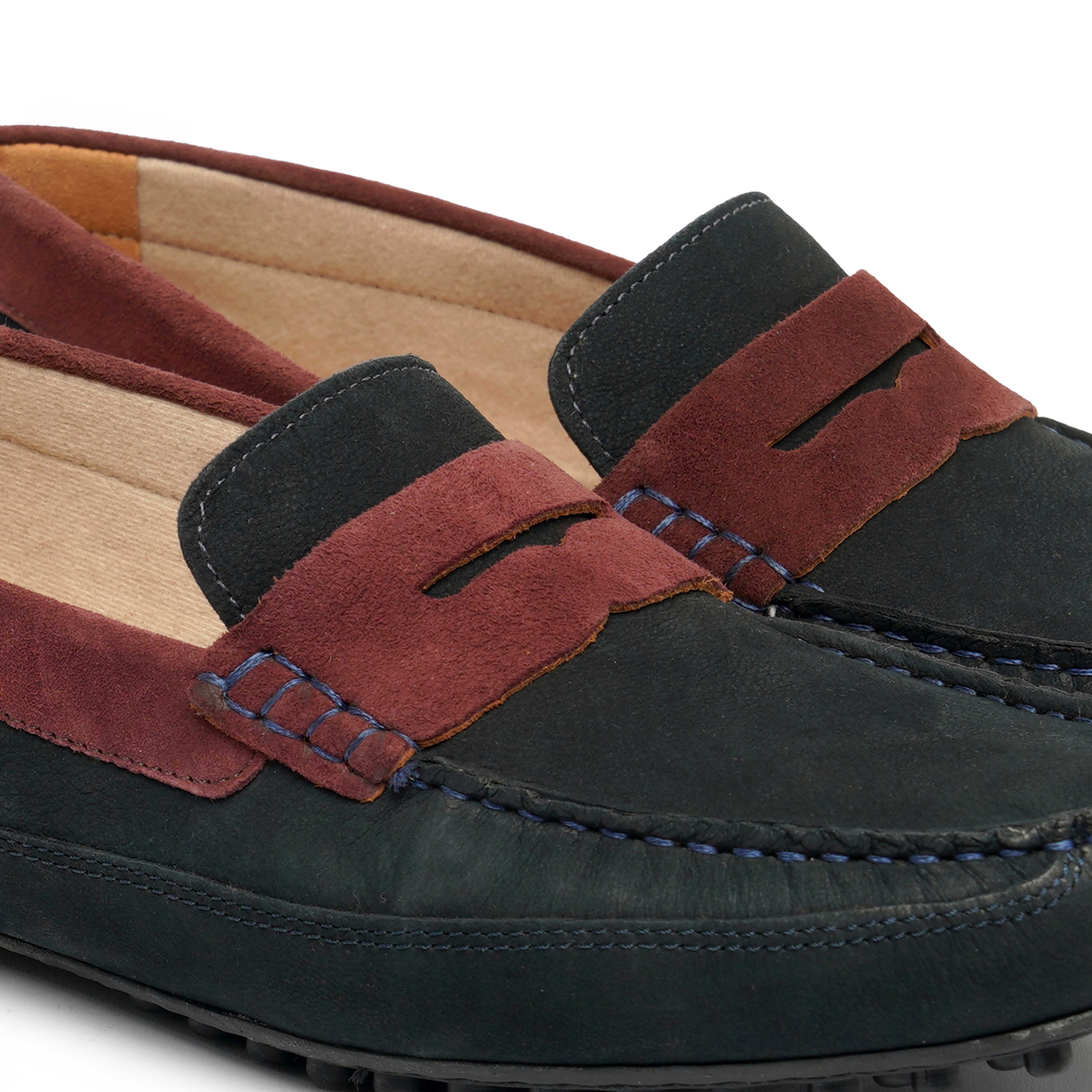 The Oman Ruosh Men Navy Nubuck Penny Loafer