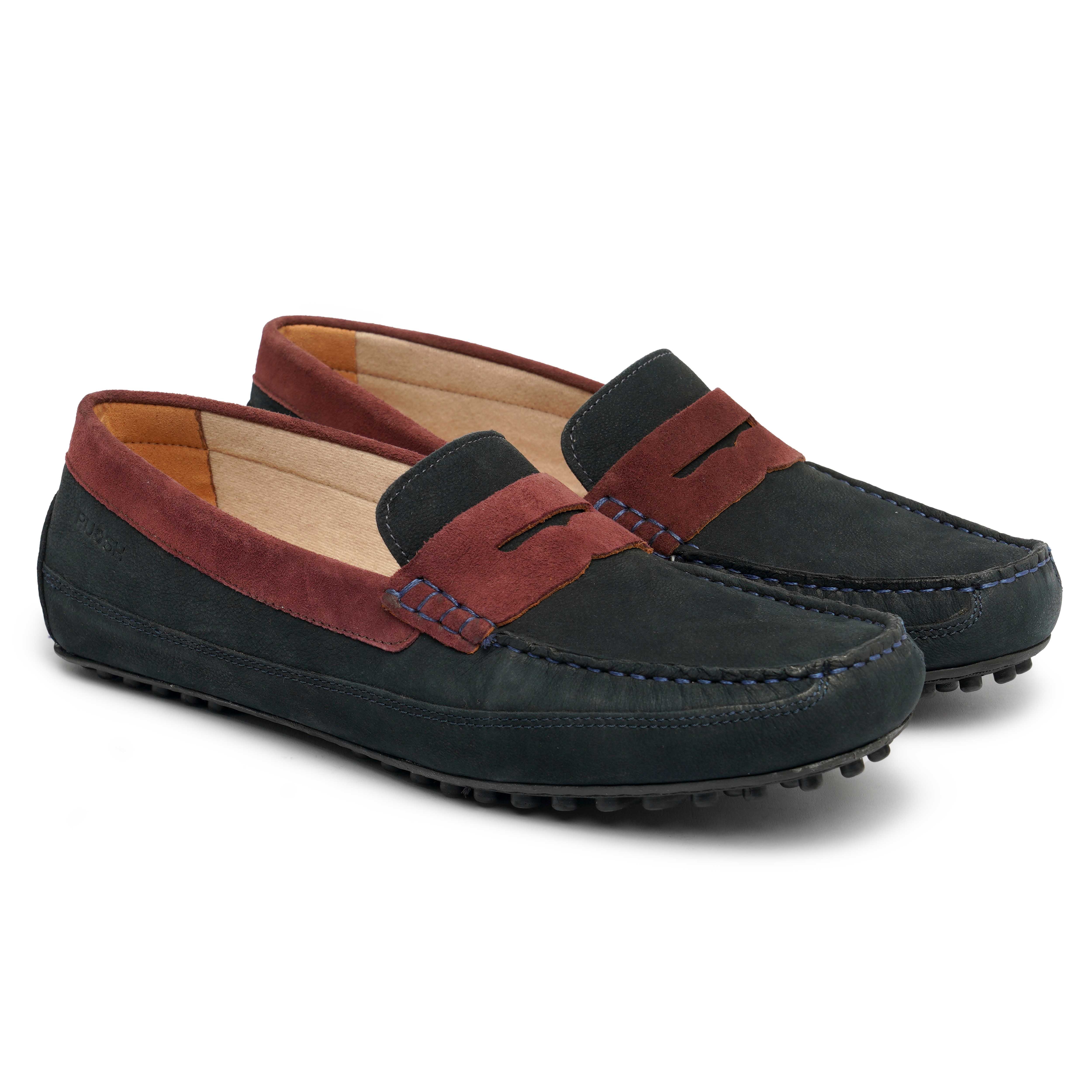 The Oman Ruosh Men Navy Nubuck Penny Loafer